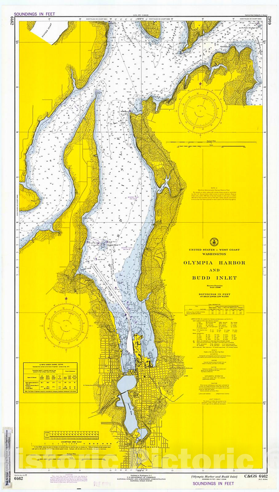 Historic Nautical Map - Olympia Harbor & Budd Inlet, 1972 NOAA Chart - Washington (WA) - Vintage Wall Art