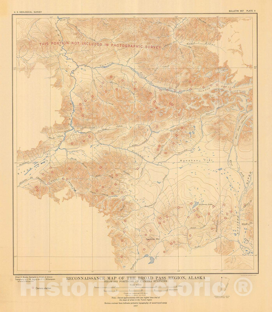 Historic Nautical Map - Reconnaissance Map Of The Broad Pass Region, 1917 NOAA Chart - Alaska (AK) - Vintage Wall Art