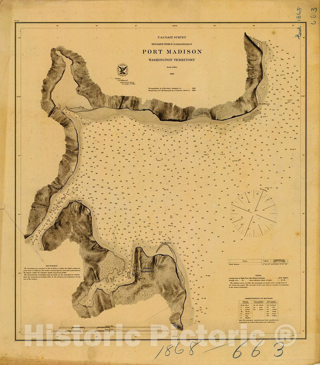 Historic Nautical Map - Port Madison, 1868 NOAA Chart - Washington (WA) - Vintage Wall Art