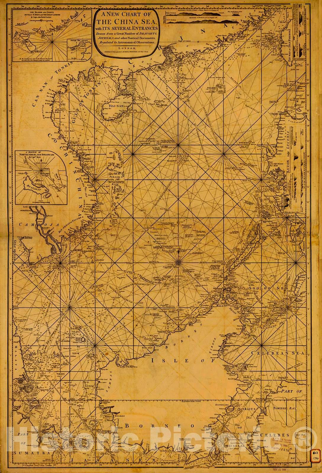 Historic Nautical Map - A New Chart Of The China Sea With Its Several Entrances, 1794 NOAA Chart - Vintage Wall Art