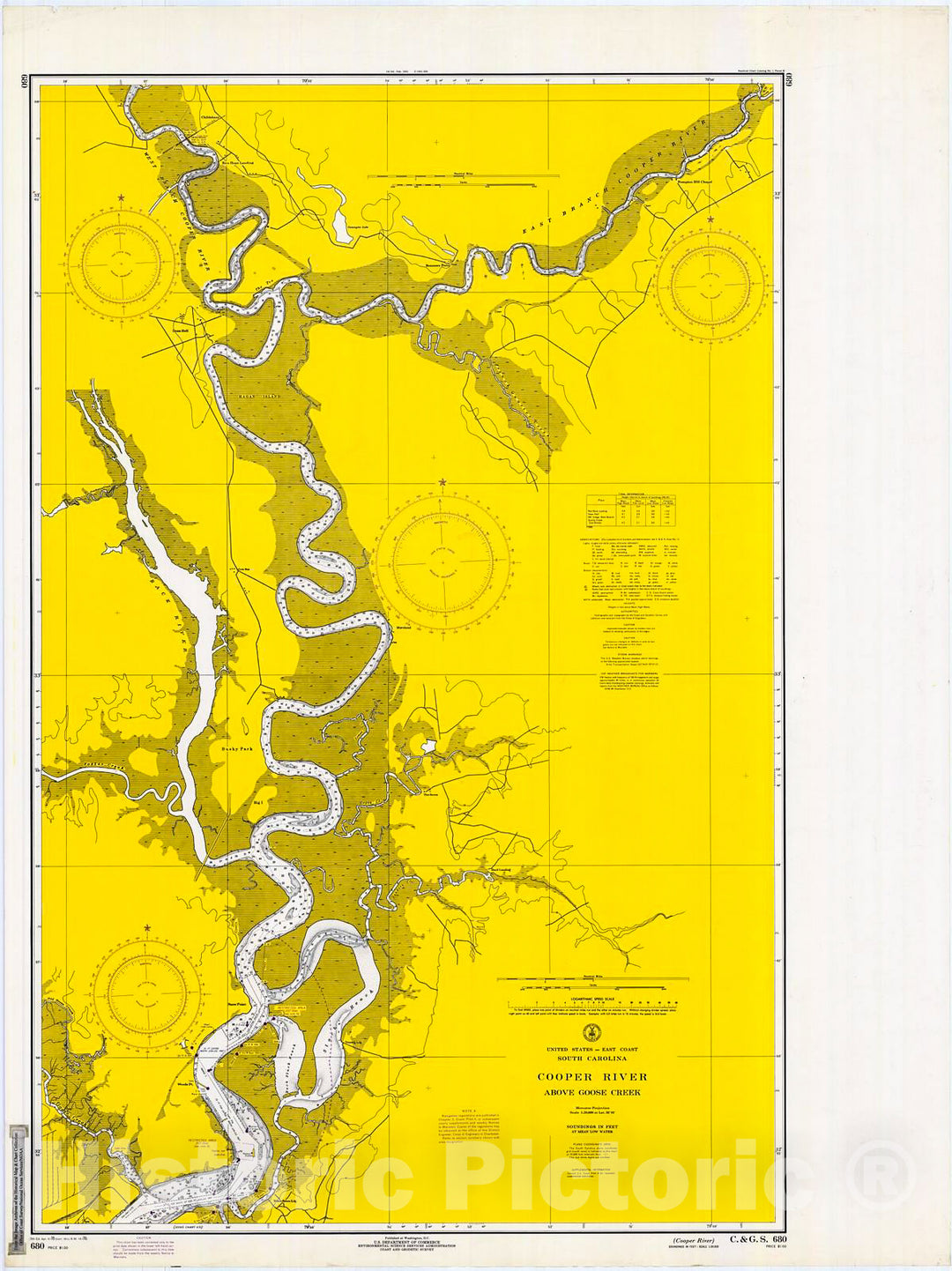 Historic Nautical Map - Fourmile Bend To Colusa, 1970 NOAA Chart - South Carolina (SC) - Vintage Wall Art