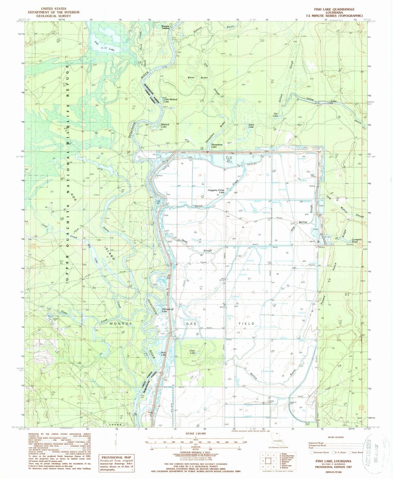 1987 Fish Lake, LA - Louisiana - USGS Topographic Map