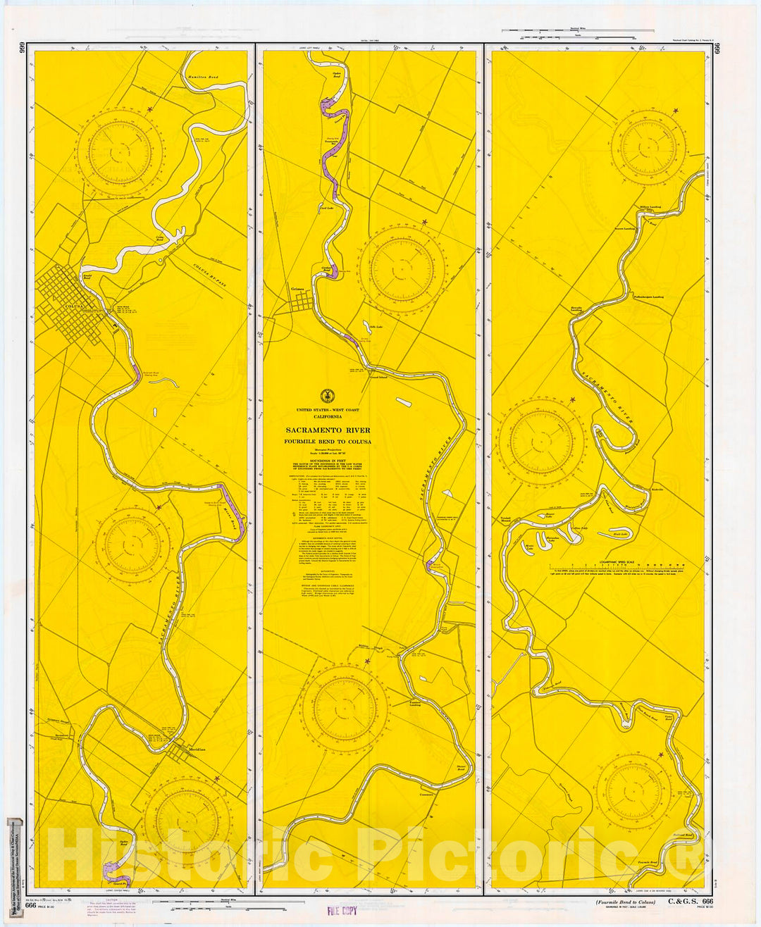 Historic Nautical Map - Fourmile Bend To Colusa, 1970 NOAA Chart - California (CA) - Vintage Wall Art