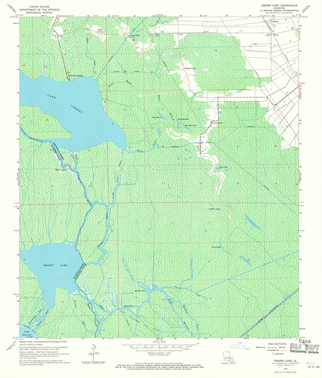 1965 Grassy Lake, LA - Louisiana - USGS Topographic Map