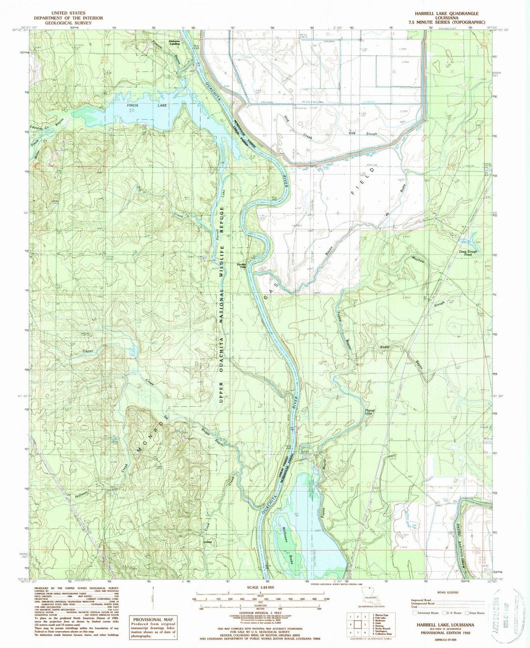 1988 Harrell Lake, LA - Louisiana - USGS Topographic Map