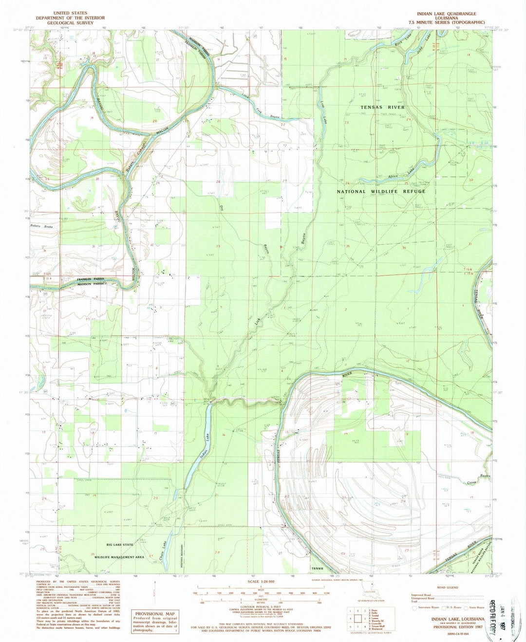 1987 Indian Lake, LA - Louisiana - USGS Topographic Map