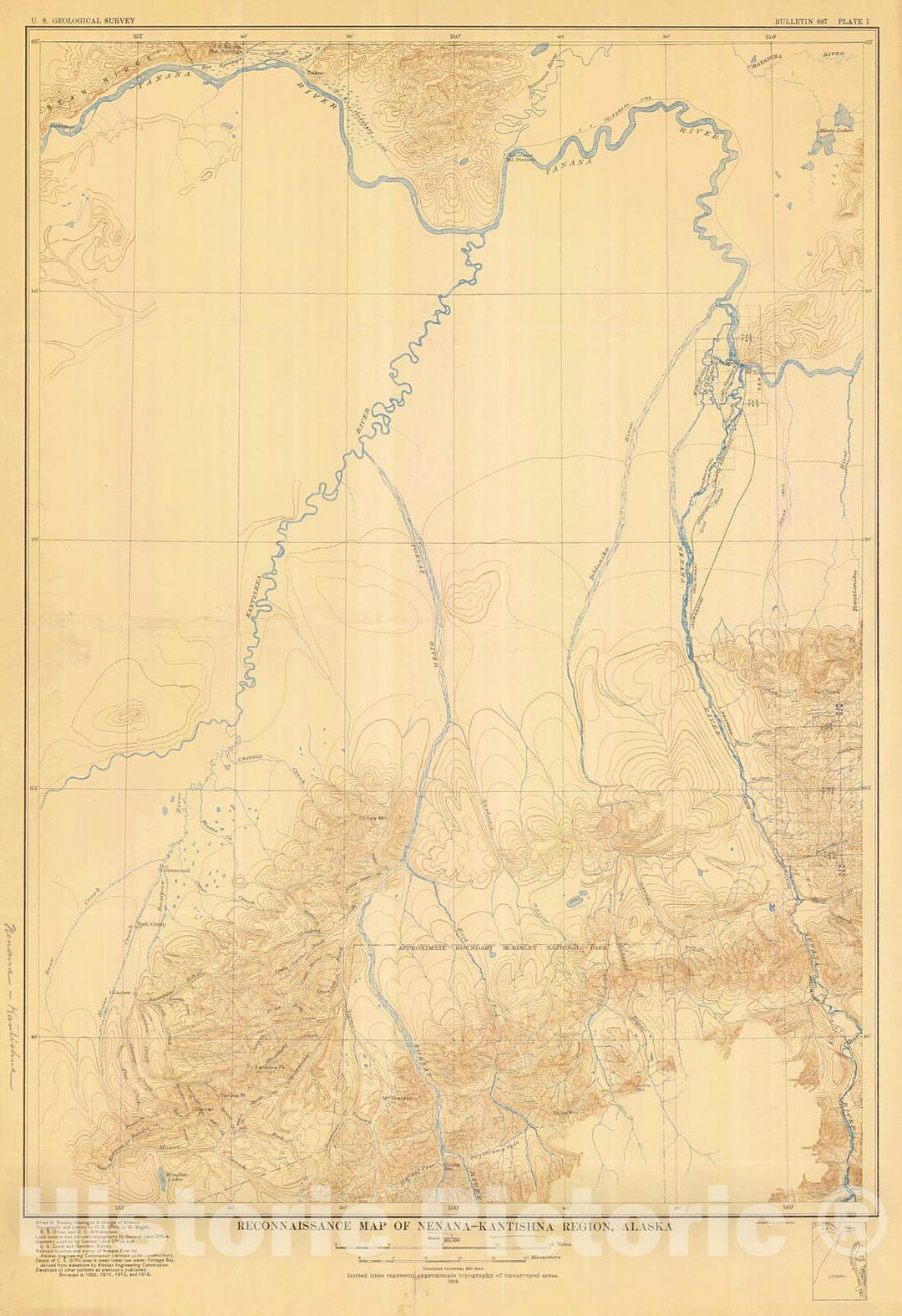 Historic Nautical Map - Reconnaissance Map Of Nenana Kantishna Region, 1919 NOAA Chart - Alaska (AK) - Vintage Wall Art