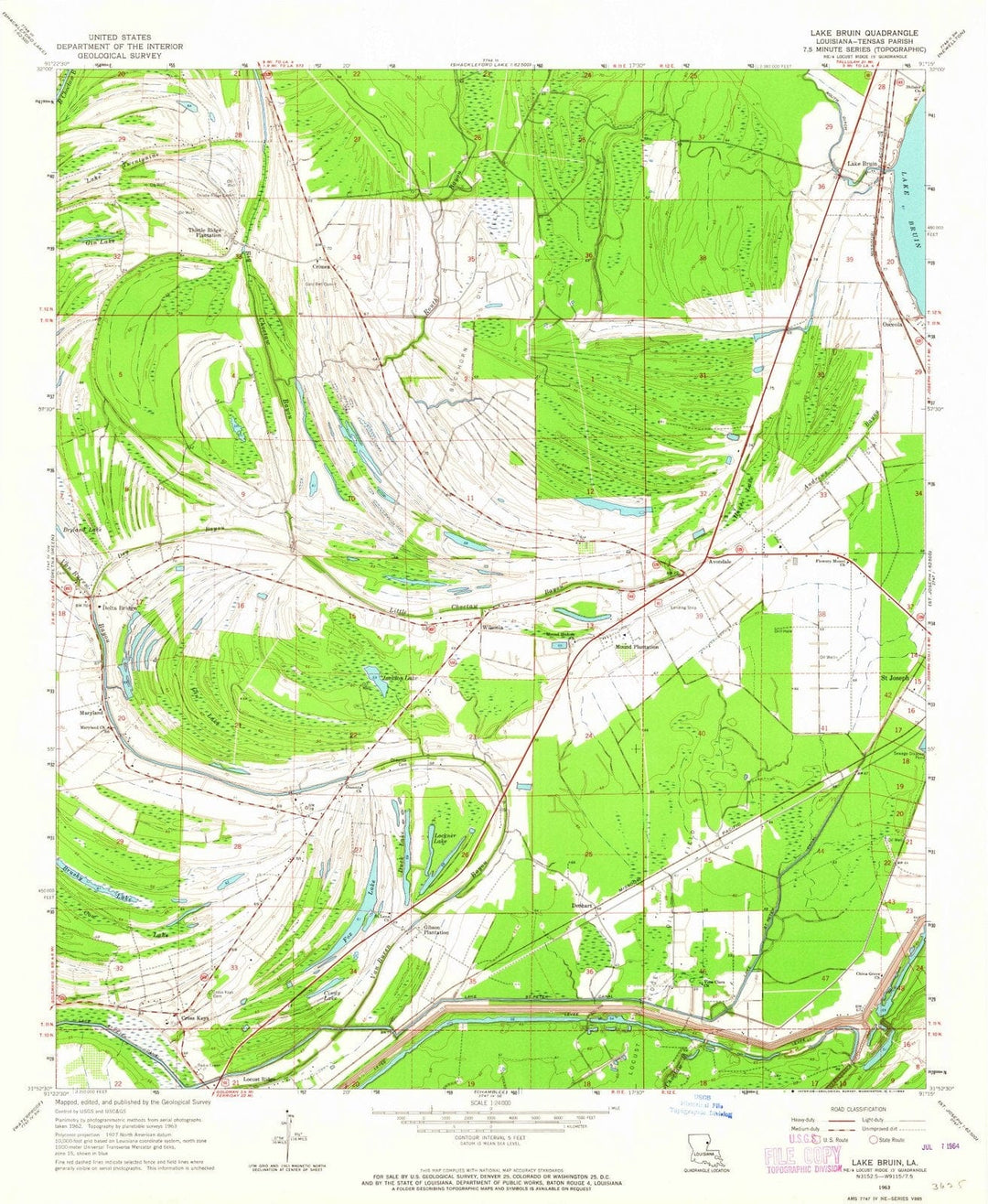 1963 Lake Bruin, LA - Louisiana - USGS Topographic Map