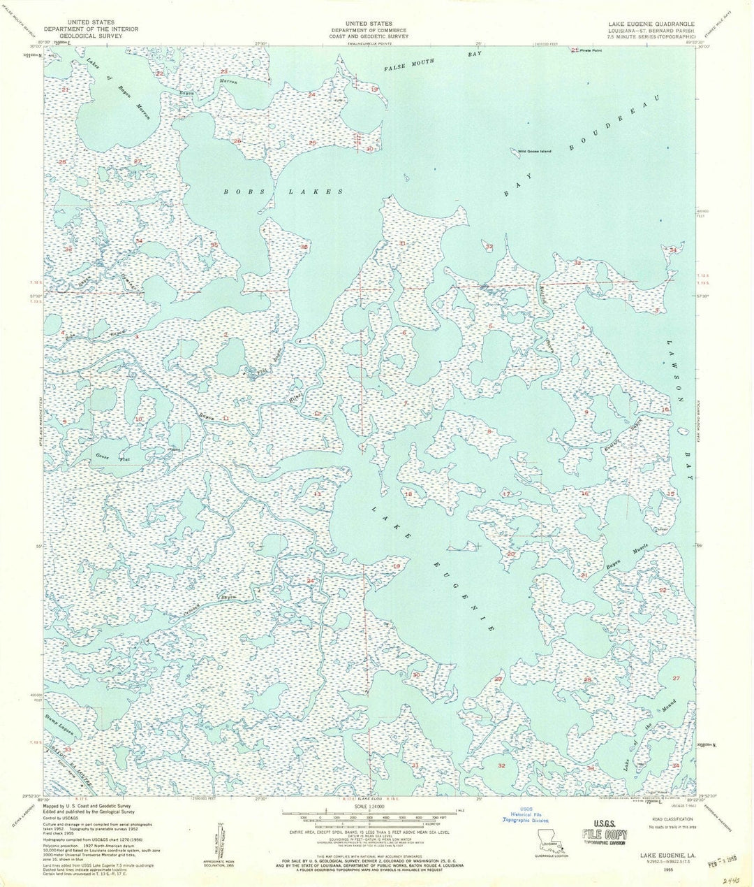 1955 Lake Eugenie, LA - Louisiana - USGS Topographic Map