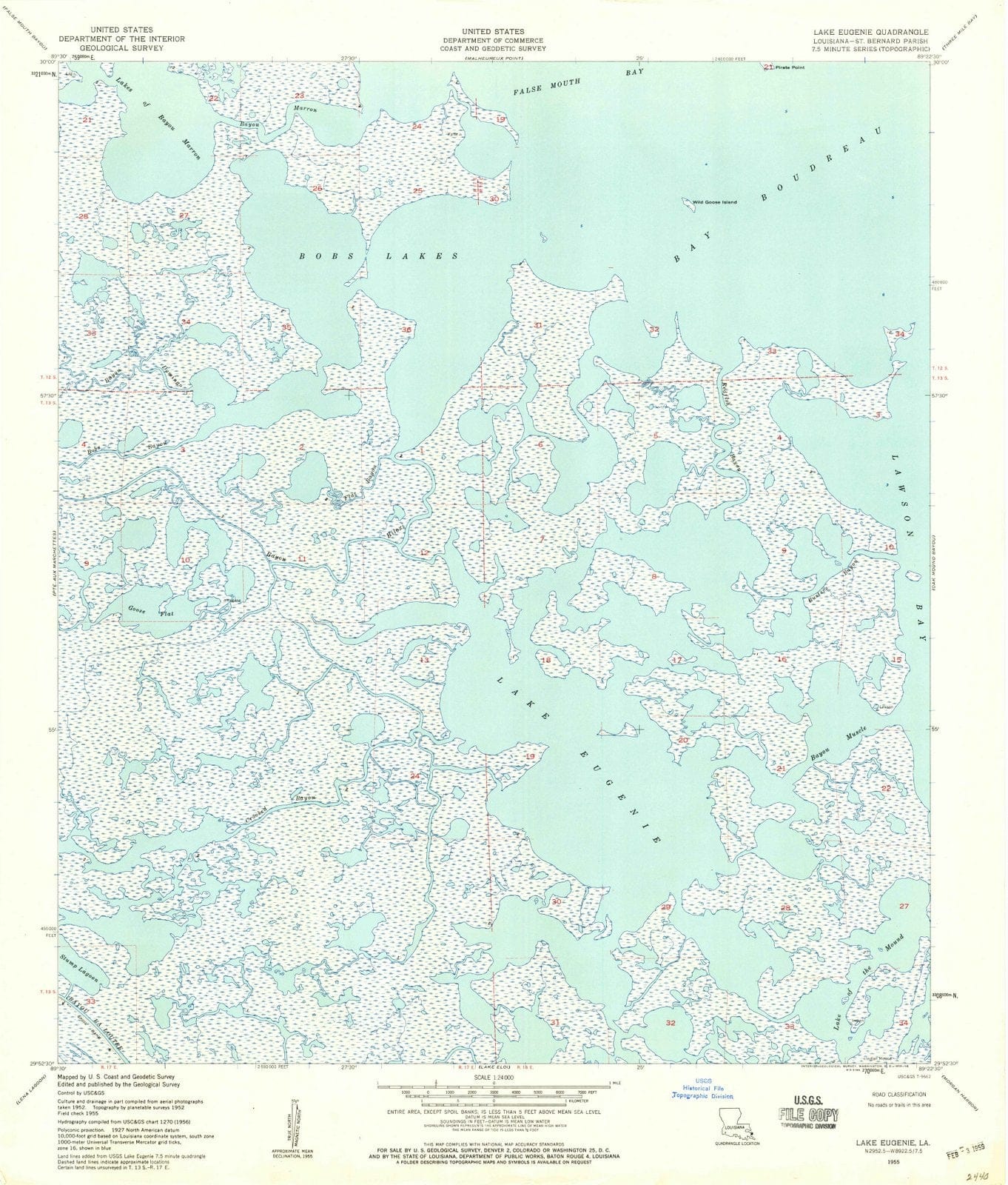 1955 Lake Eugenie, LA - Louisiana - USGS Topographic Map