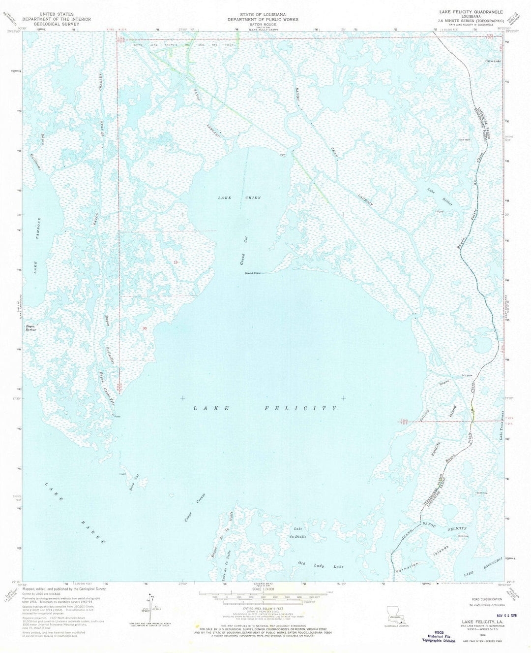 1964 Lake Felicity, LA - Louisiana - USGS Topographic Map