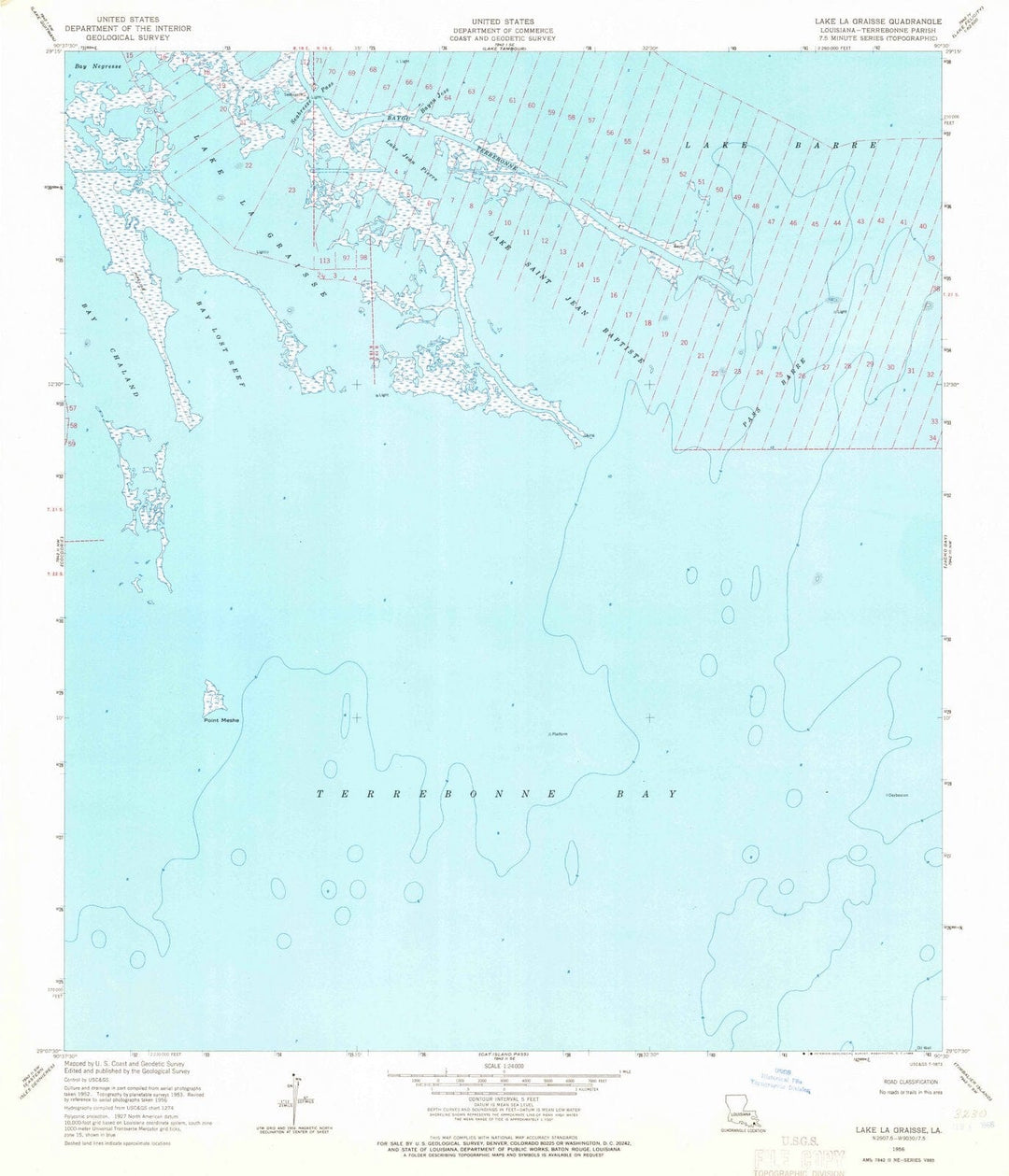 1956 Lake La Graisse, LA - Louisiana - USGS Topographic Map