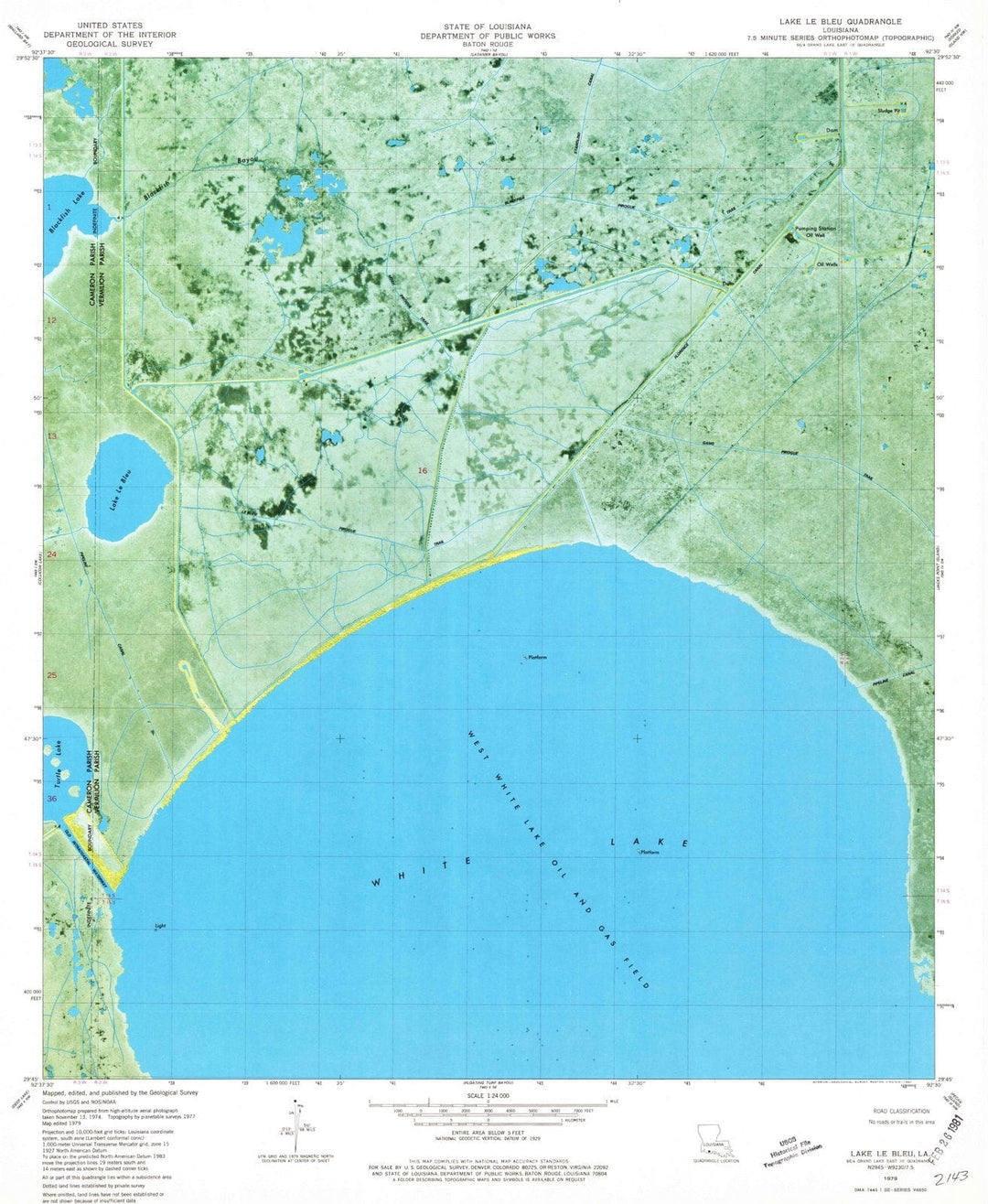 1979 Lake Le Bleu, LA - Louisiana - USGS Topographic Map