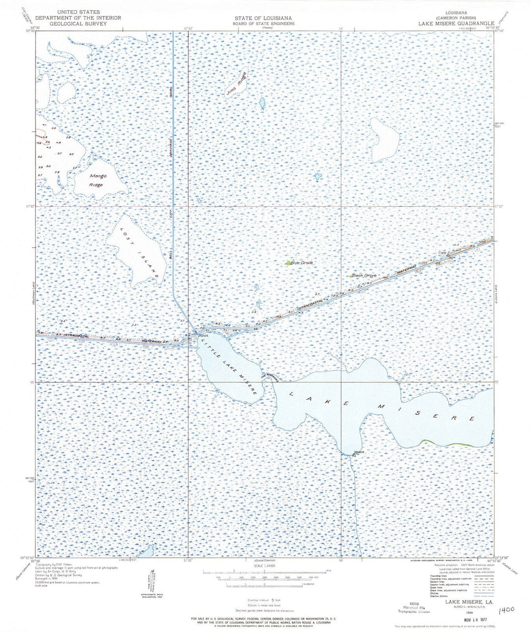 1934 Lake Misere, LA - Louisiana - USGS Topographic Map