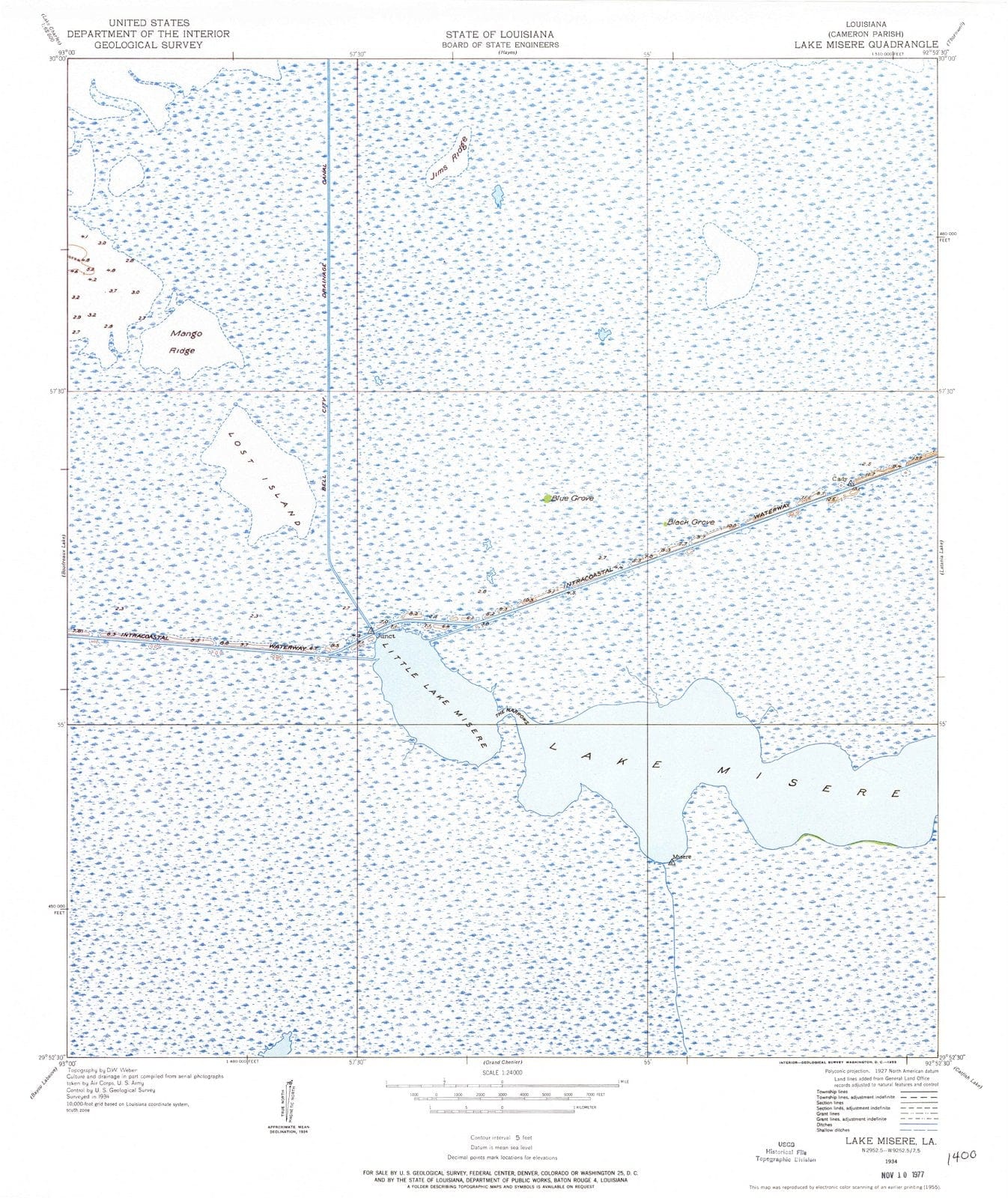 1934 Lake Misere, LA - Louisiana - USGS Topographic Map