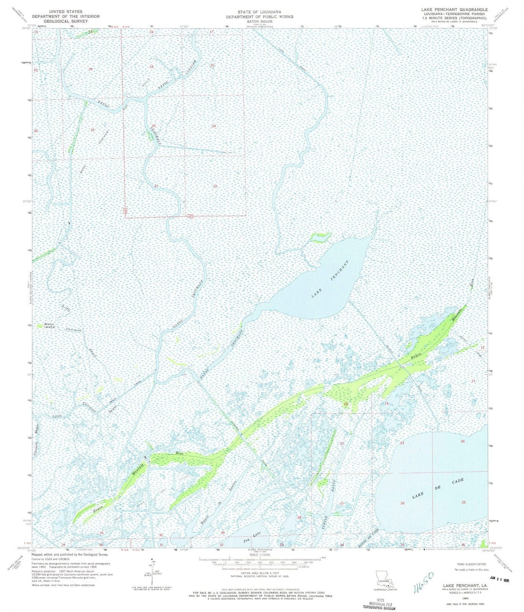 1964 Lake Penchant, LA - Louisiana - USGS Topographic Map