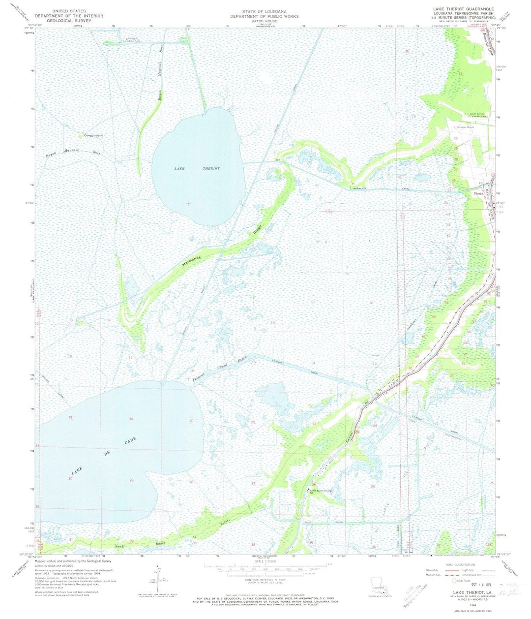 1964 Lake Theriot, LA - Louisiana - USGS Topographic Map