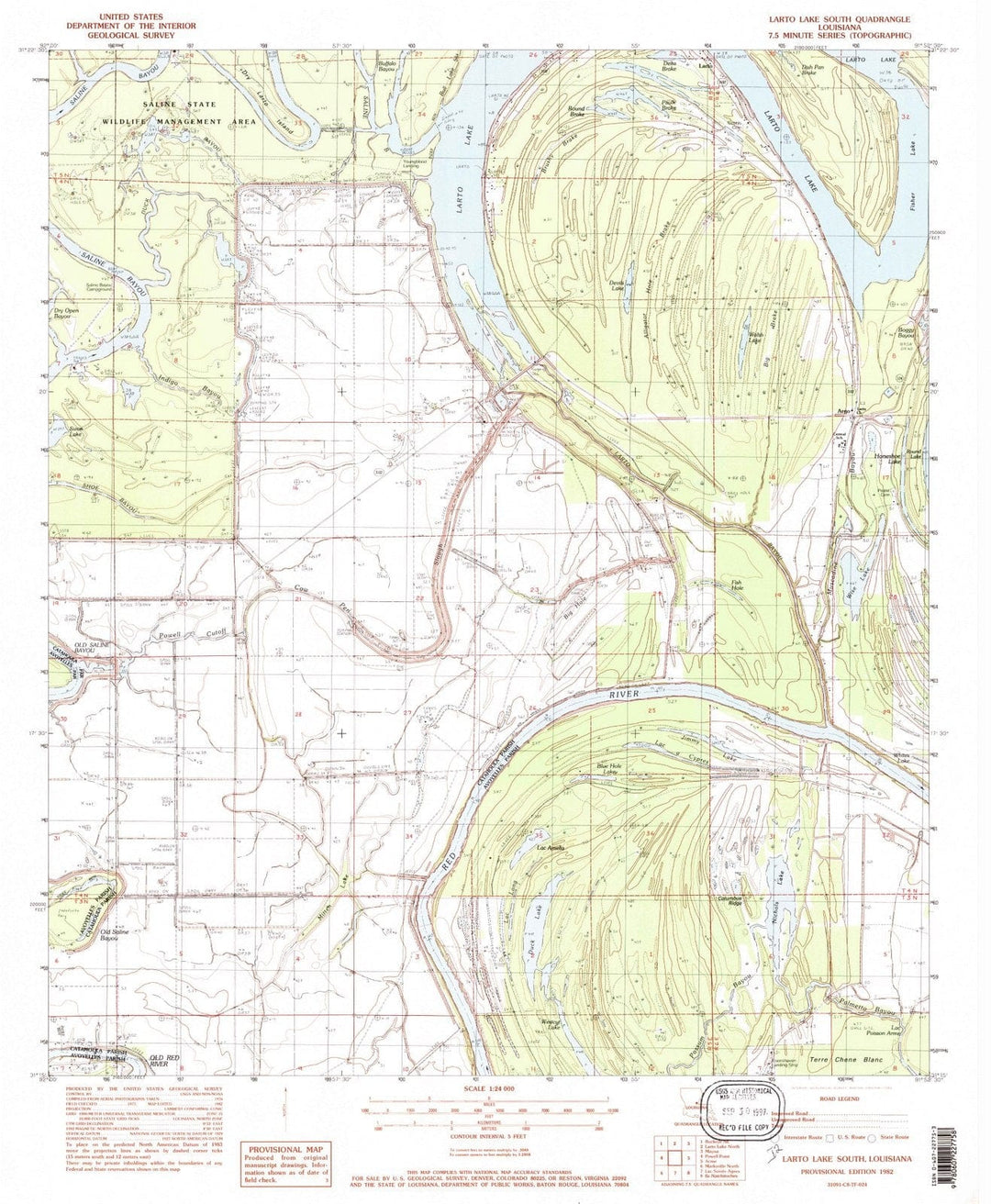 1982 Larto Lake South, LA - Louisiana - USGS Topographic Map