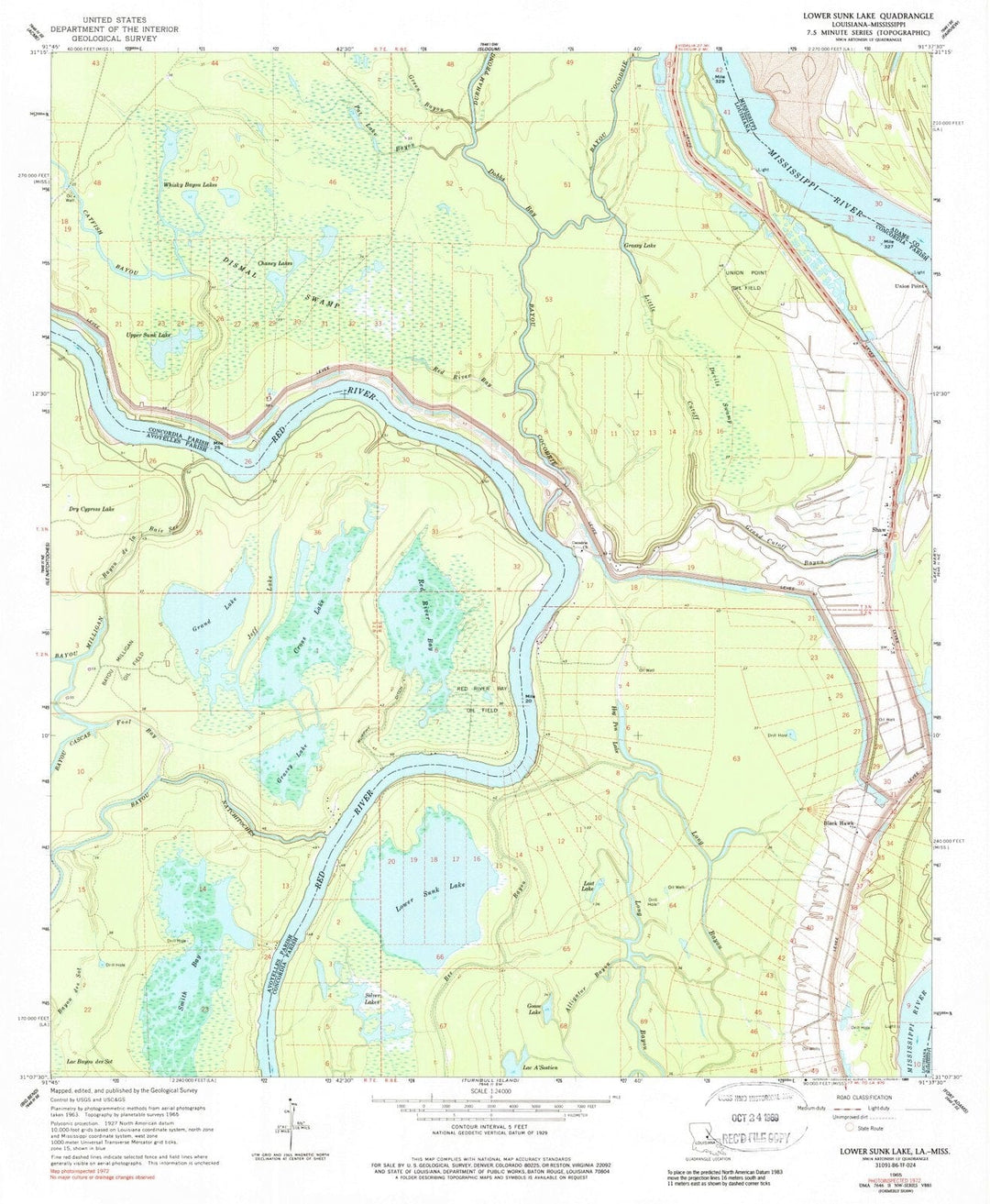 1965 Lower Sunk Lake, LA - Louisiana - USGS Topographic Map