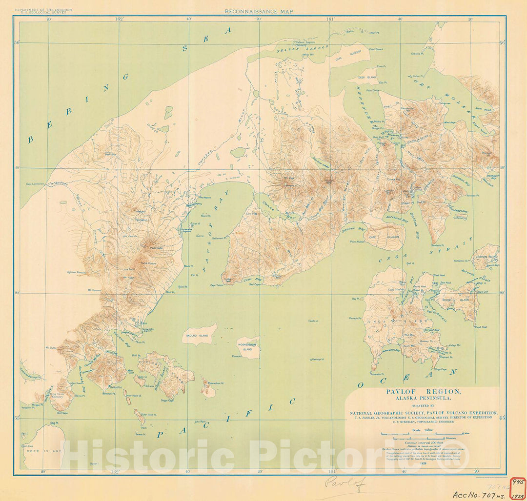 Historic Nautical Map - Pavlof Region Alaska Peninsula, 1929 NOAA Chart - Alaska (AK) - Vintage Wall Art