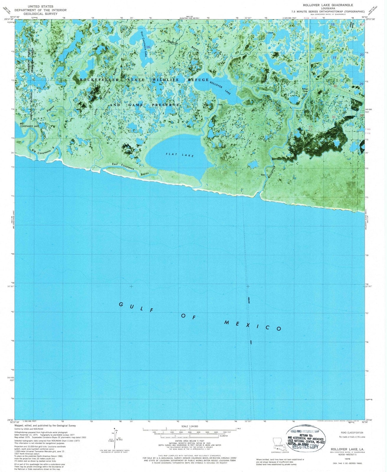 1979 Rollover Lake, LA - Louisiana - USGS Topographic Map