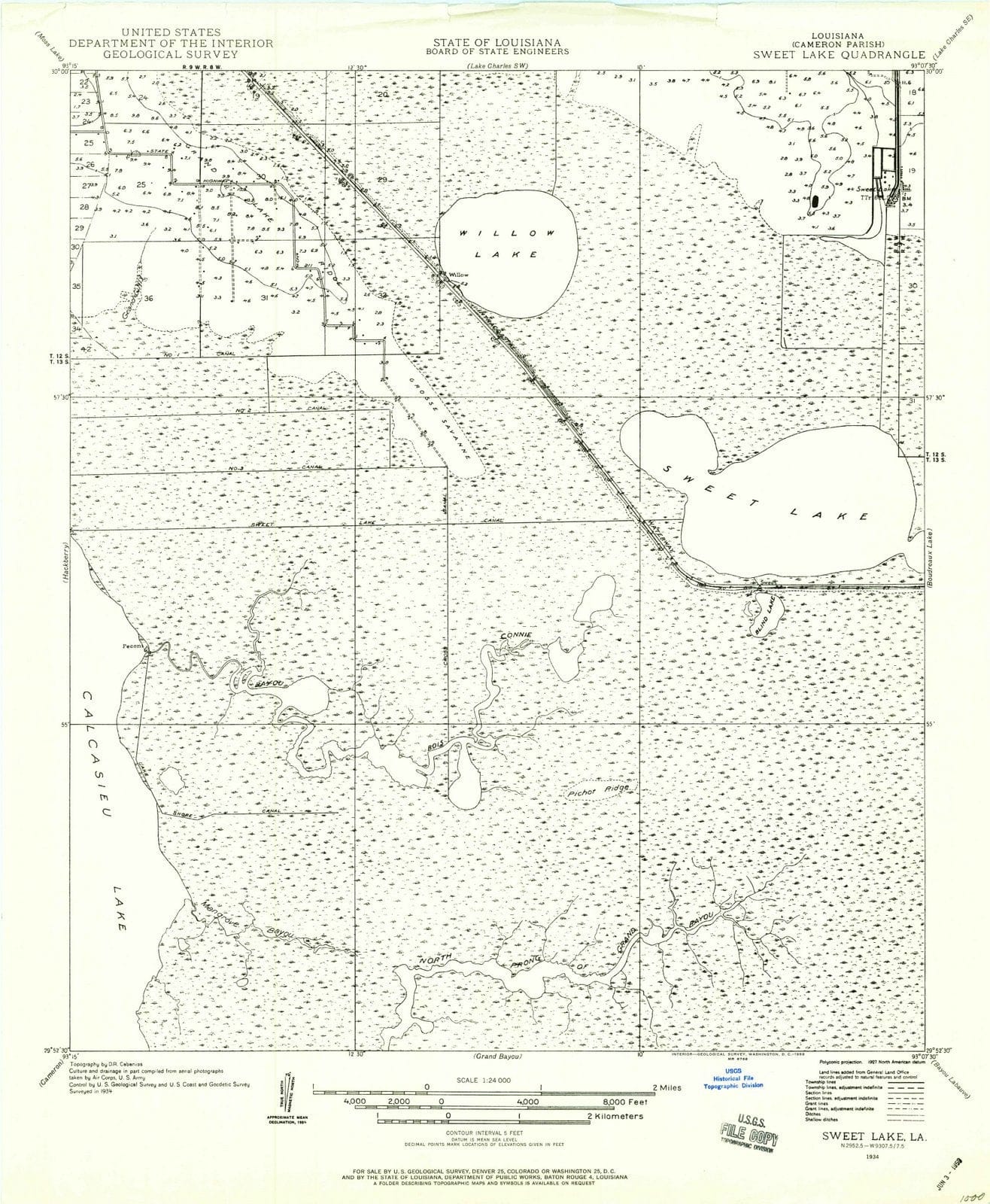 1934 Sweet Lake, LA - Louisiana - USGS Topographic Map