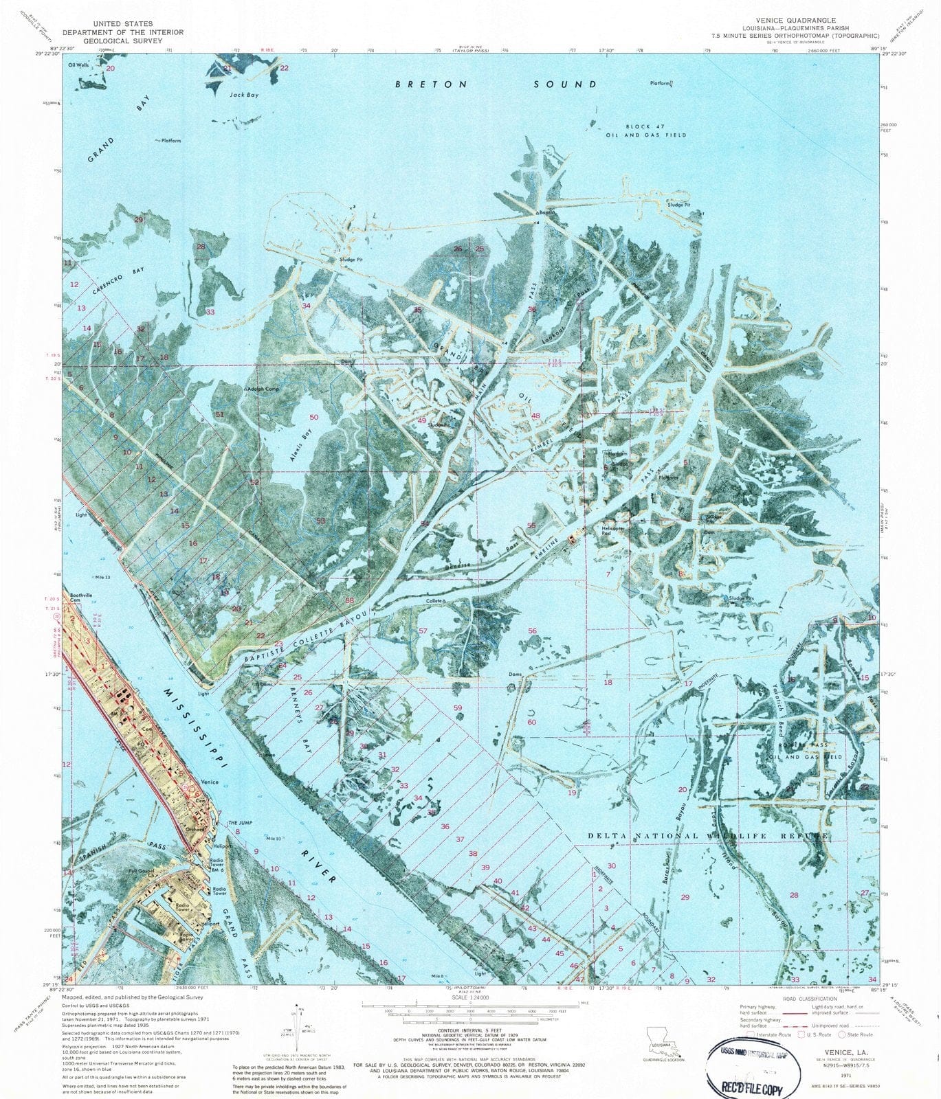 1971 Venice, LA - Louisiana - USGS Topographic Map