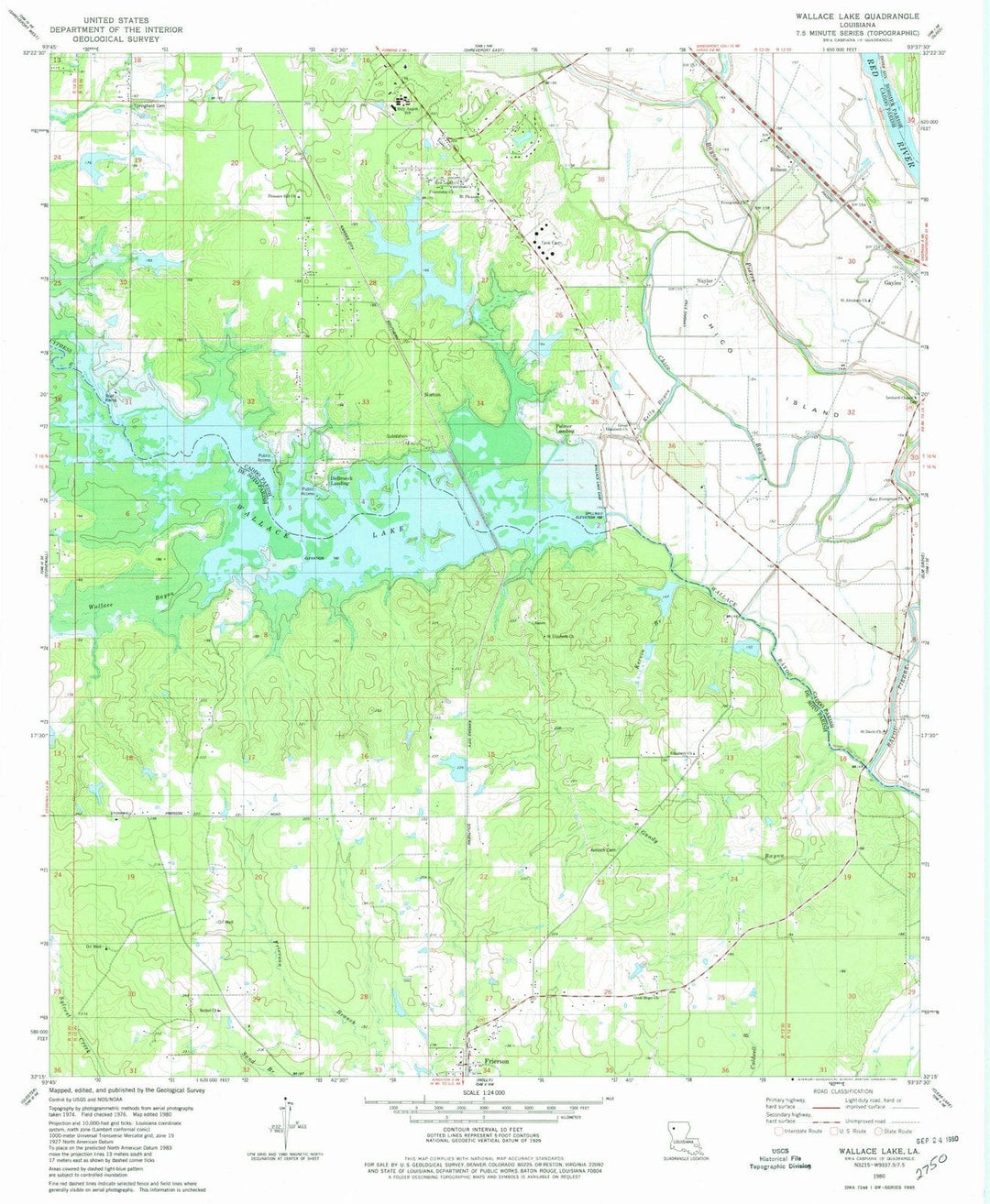 1980 Wallace Lake, LA - Louisiana - USGS Topographic Map