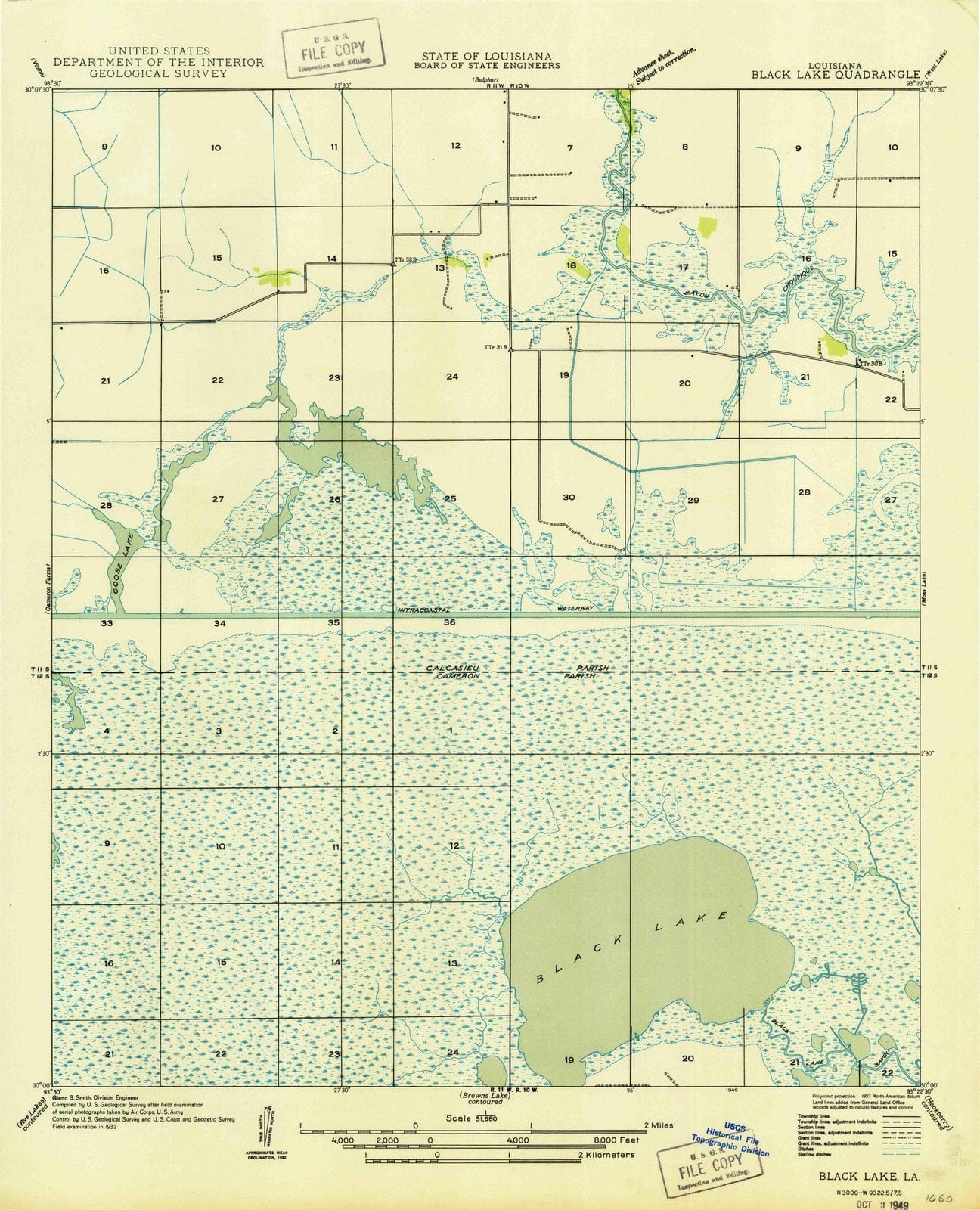 1949 Black Lake, LA - Louisiana - USGS Topographic Map