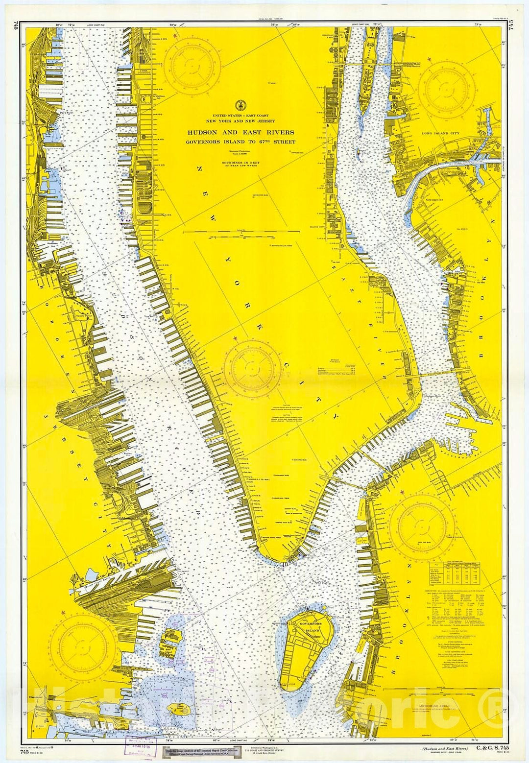 Historic Nautical Map - Hudson And East Rivers, 1959 NOAA Chart - New York (NY) - Vintage Wall Art