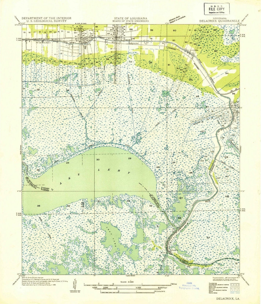 1935 Delacroix, LA - Louisiana - USGS Topographic Map