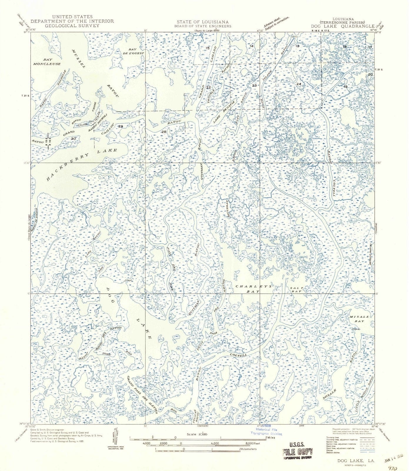 1949 Dog Lake, LA - Louisiana - USGS Topographic Map