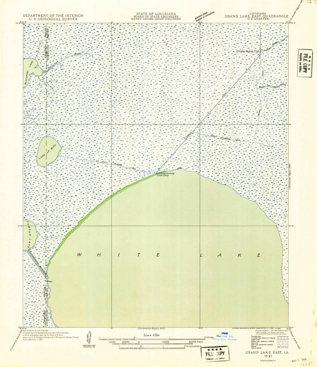 1954 Grand Lake East, LA - Louisiana - USGS Topographic Map