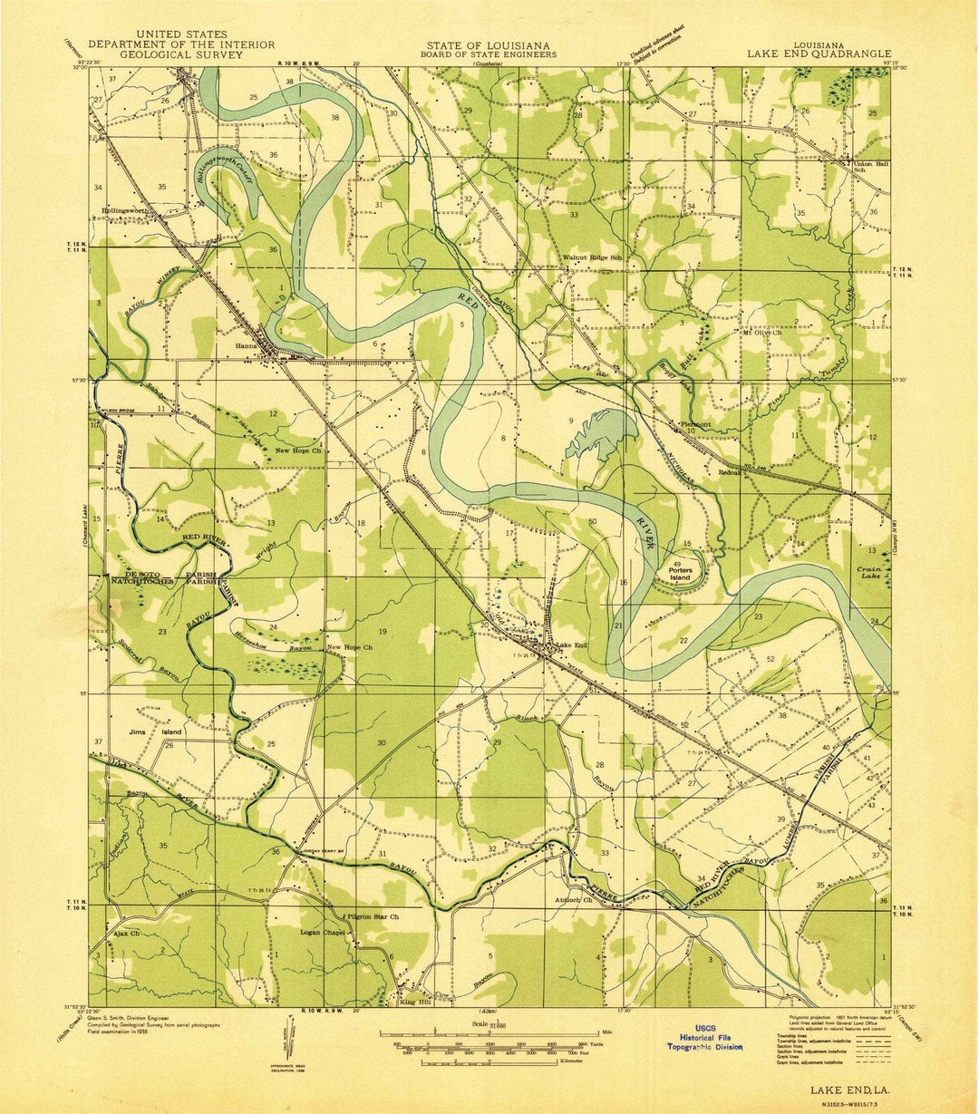 1938 Lake End, LA - Louisiana - USGS Topographic Map