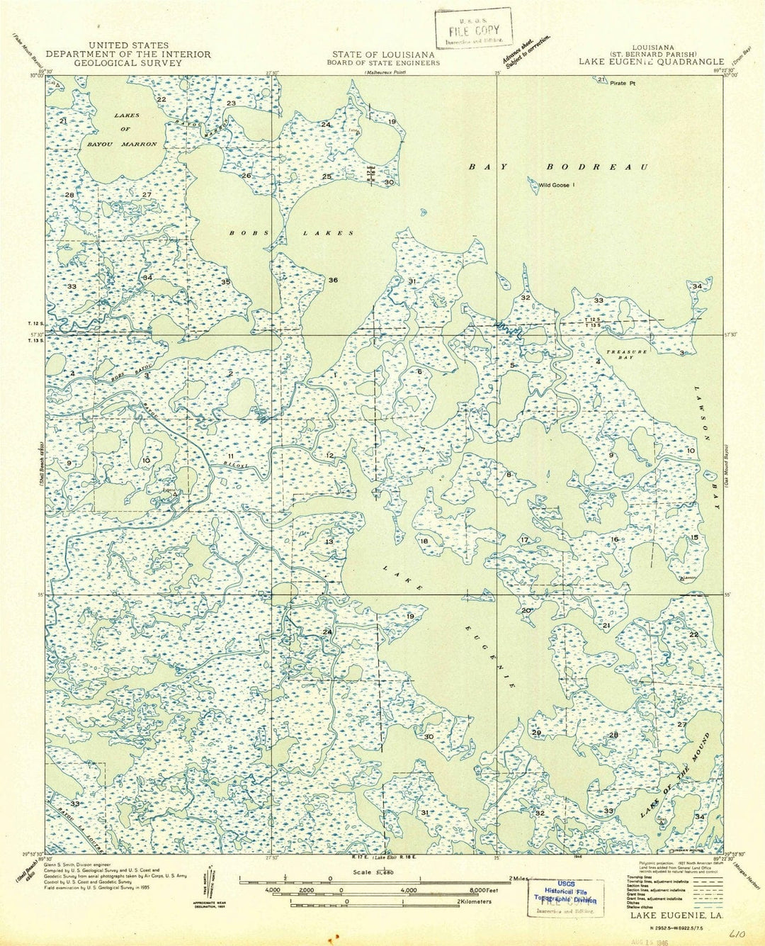 1946 Lake Eugenie, LA - Louisiana - USGS Topographic Map