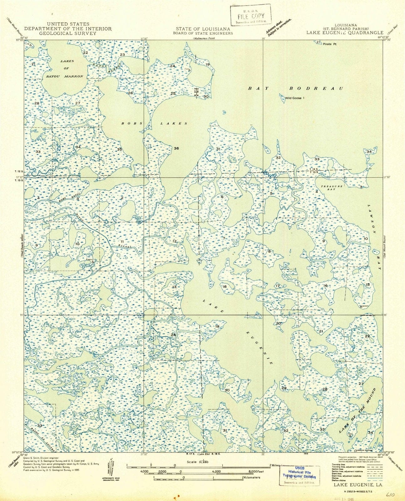 1946 Lake Eugenie, LA - Louisiana - USGS Topographic Map