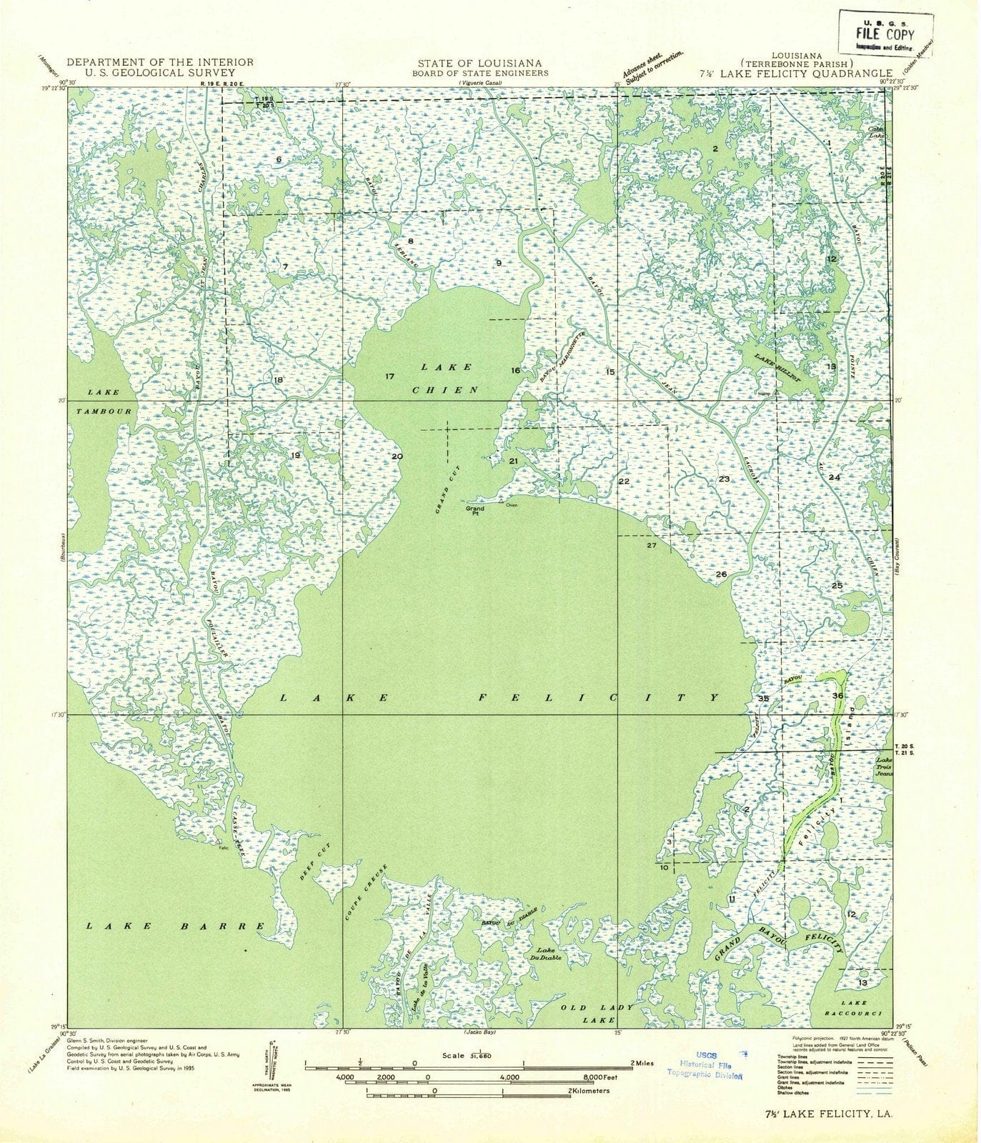 1954 Lake Felicity, LA - Louisiana - USGS Topographic Map