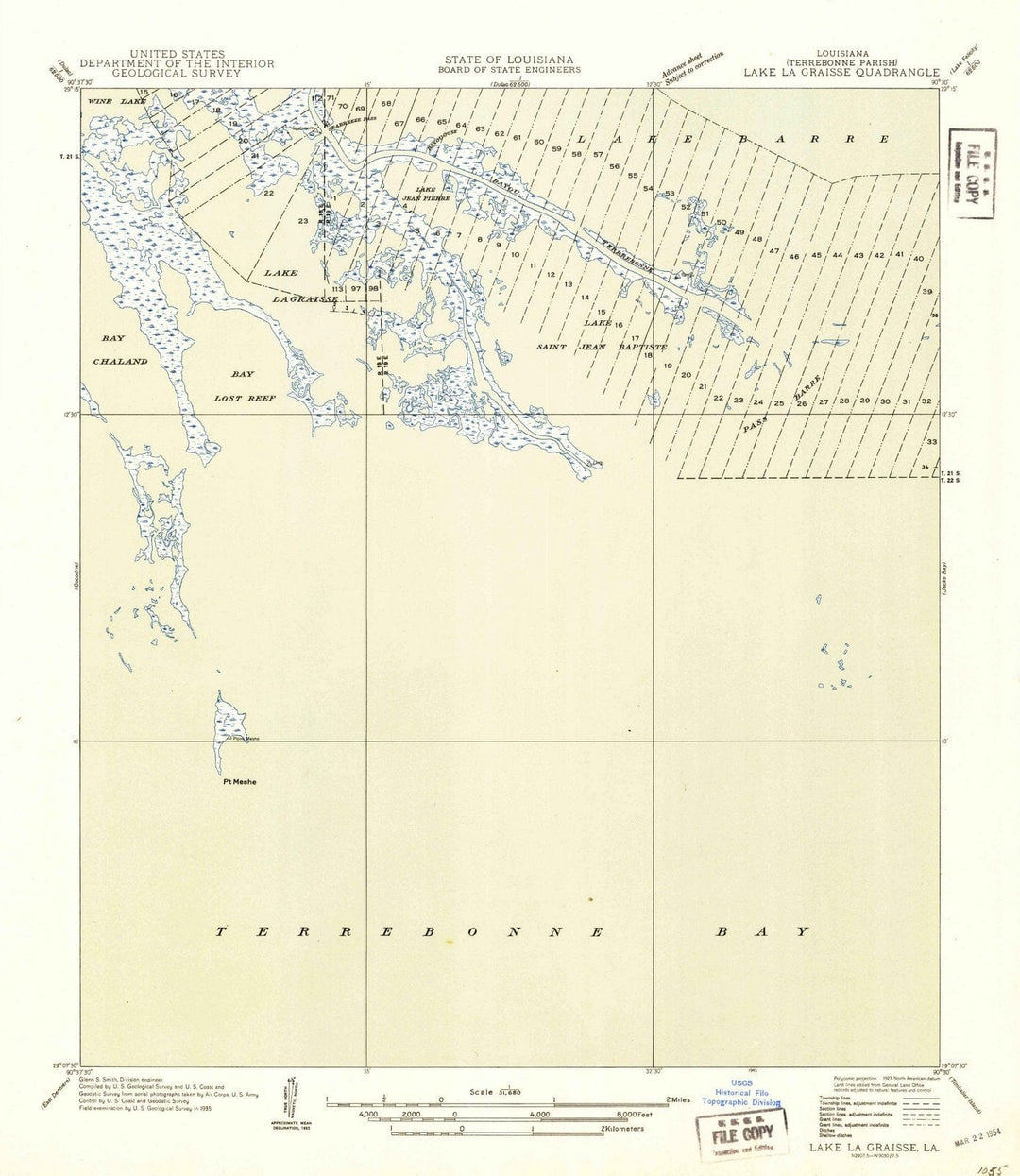 1945 Lake La Graisse, LA - Louisiana - USGS Topographic Map