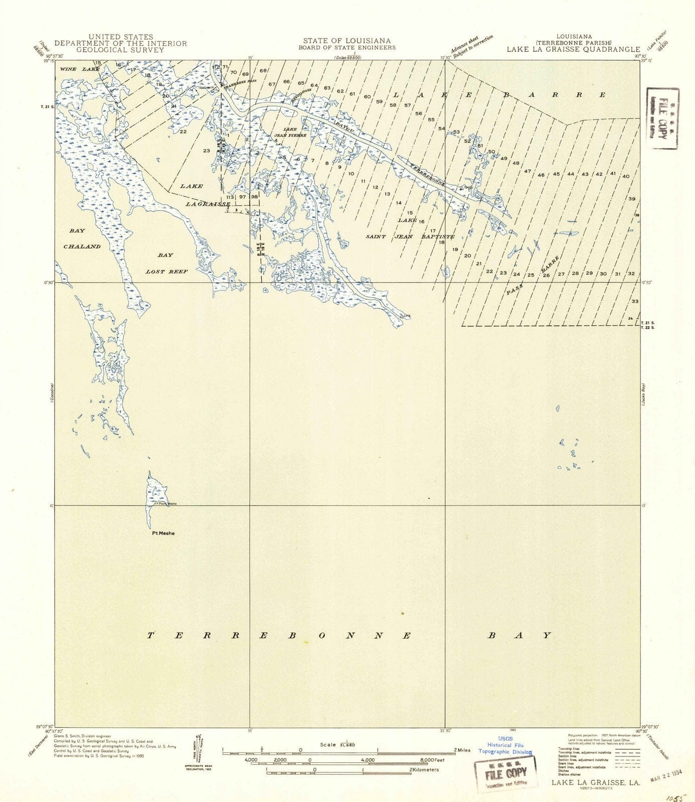 1945 Lake La Graisse, LA - Louisiana - USGS Topographic Map