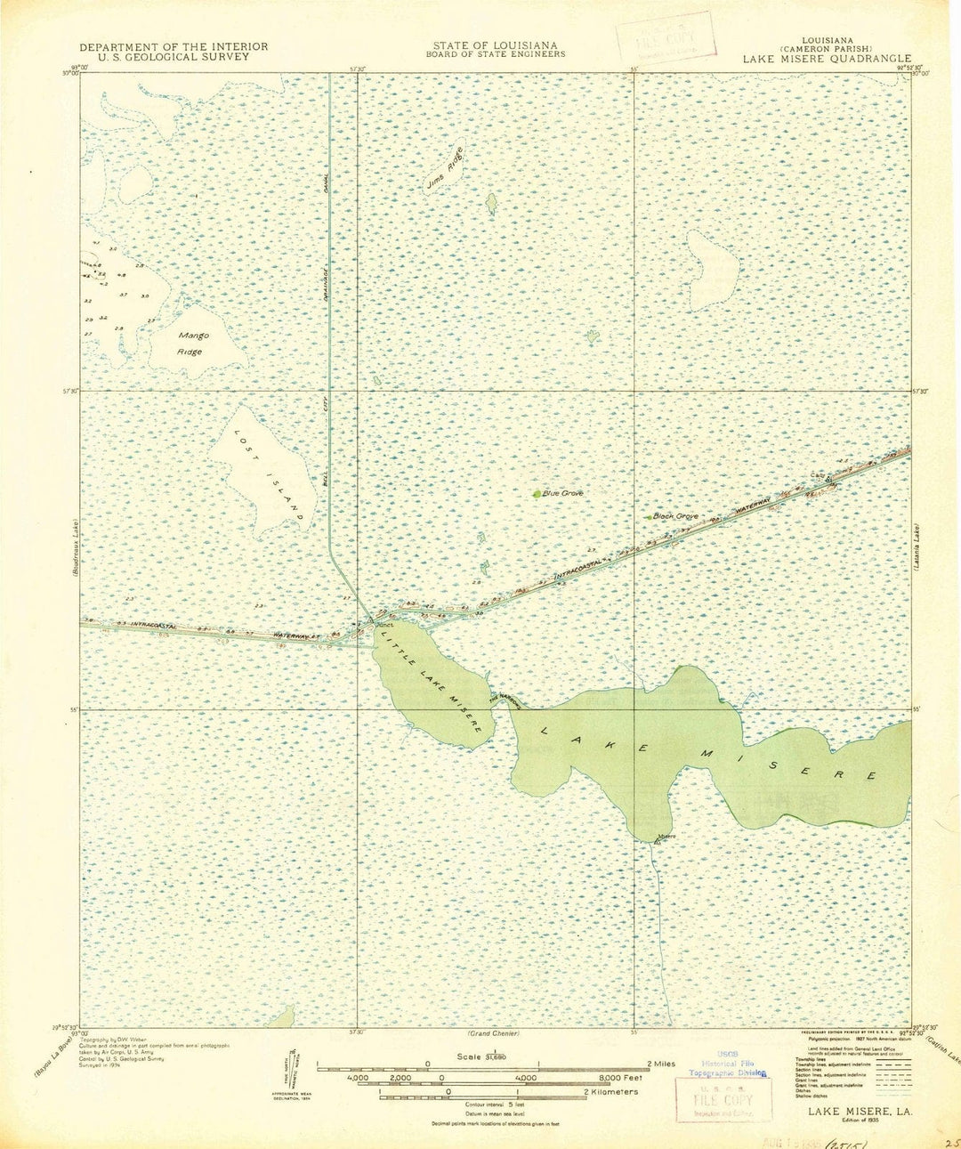 1935 Lake Misere, LA - Louisiana - USGS Topographic Map