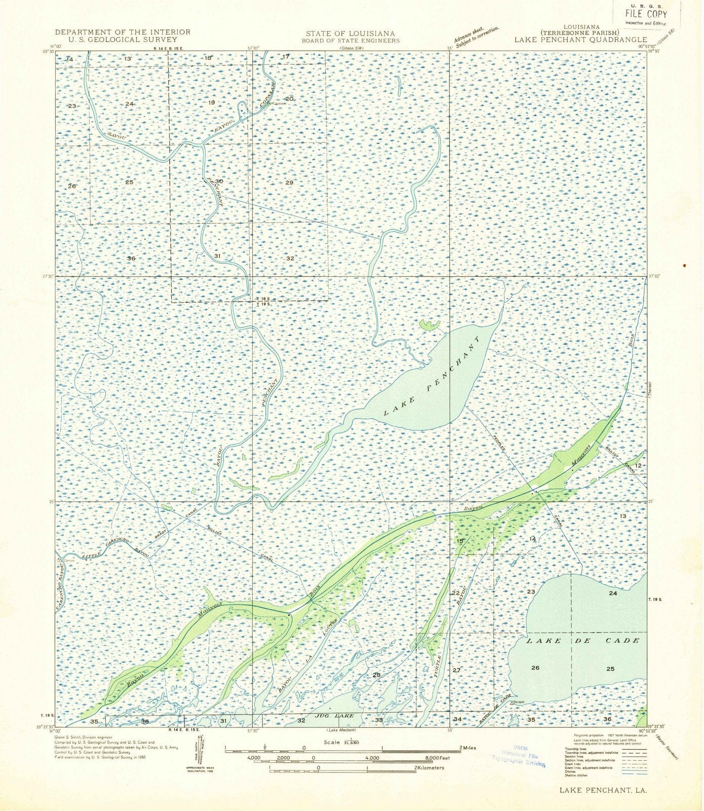 1935 Lake Penchant, LA - Louisiana - USGS Topographic Map