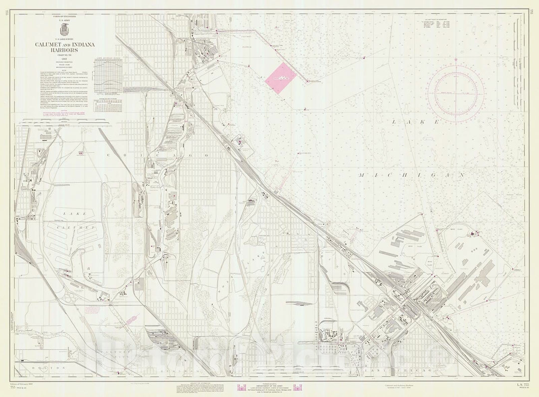 Historic Nautical Map - Calumet And Indiana Harbors, 1969 NOAA Chart - Illinois (IL) - Vintage Wall Art