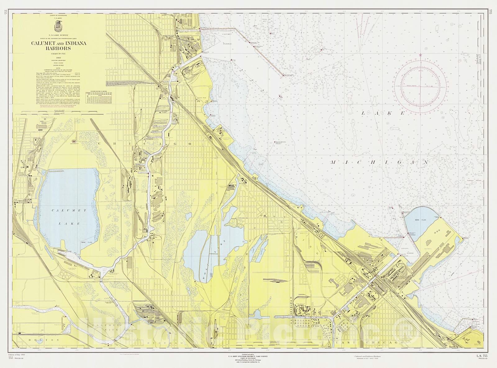 Historic Nautical Map - Calumet And Indiana Harbor, 1960 NOAA Chart - Illinois (IL) - Vintage Wall Art