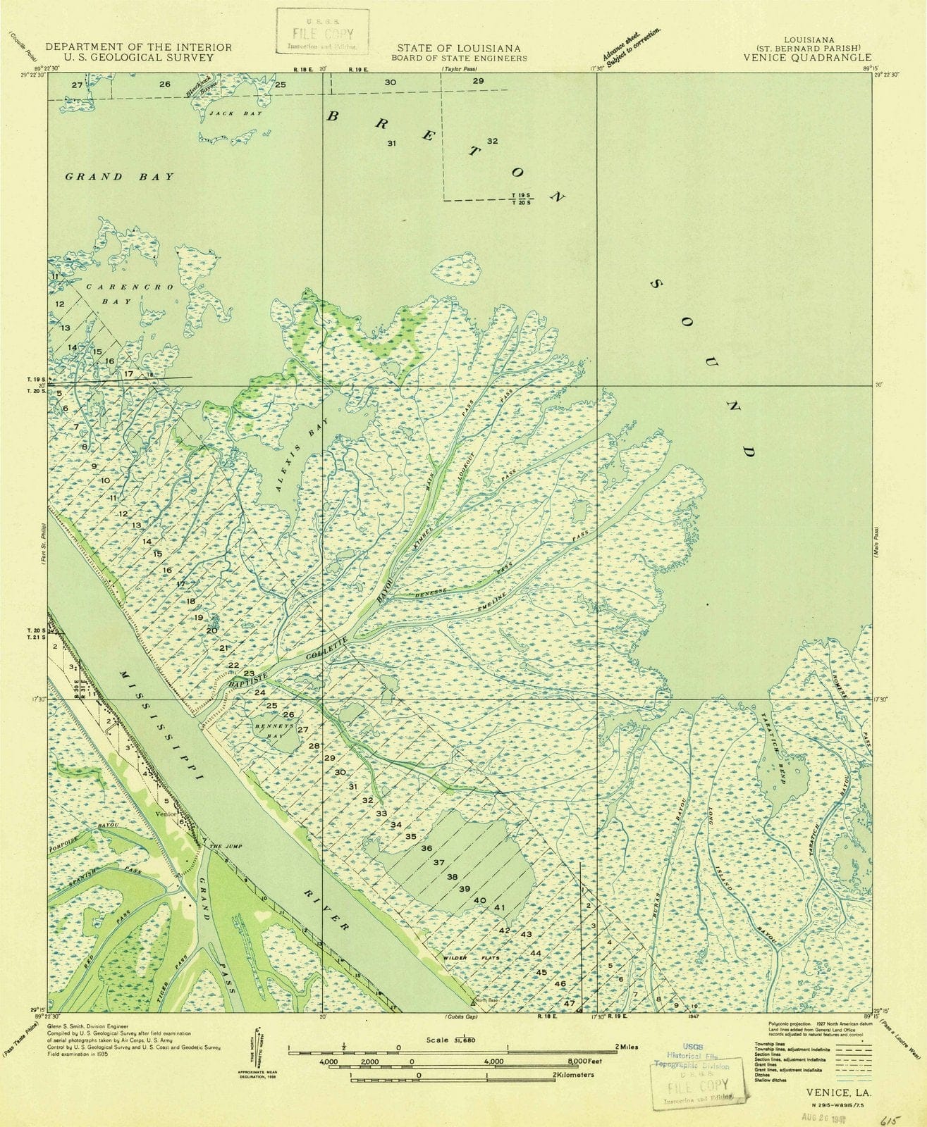 1947 Venice, LA - Louisiana - USGS Topographic Map