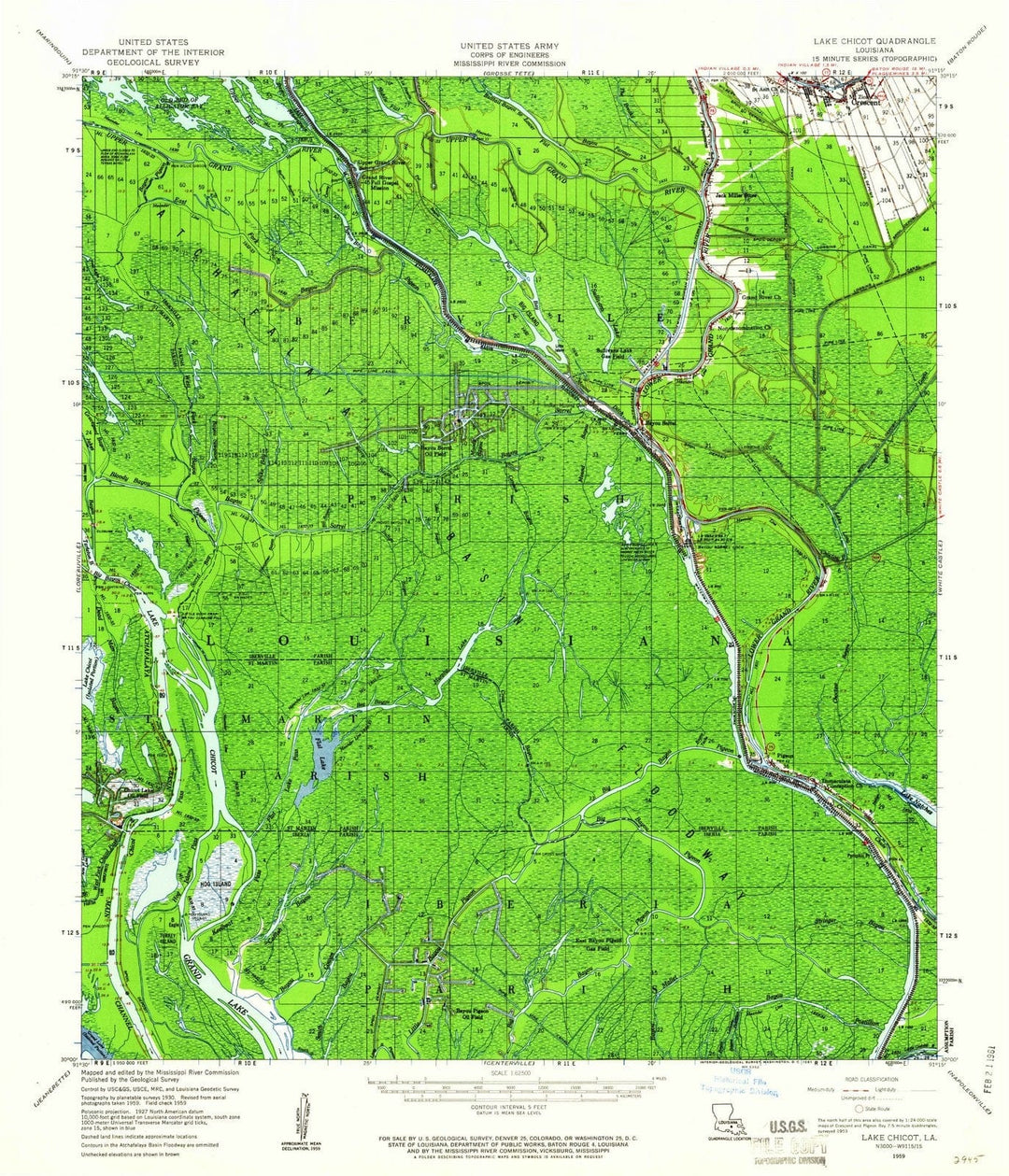 1959 Lake Chicot, LA - Louisiana - USGS Topographic Map