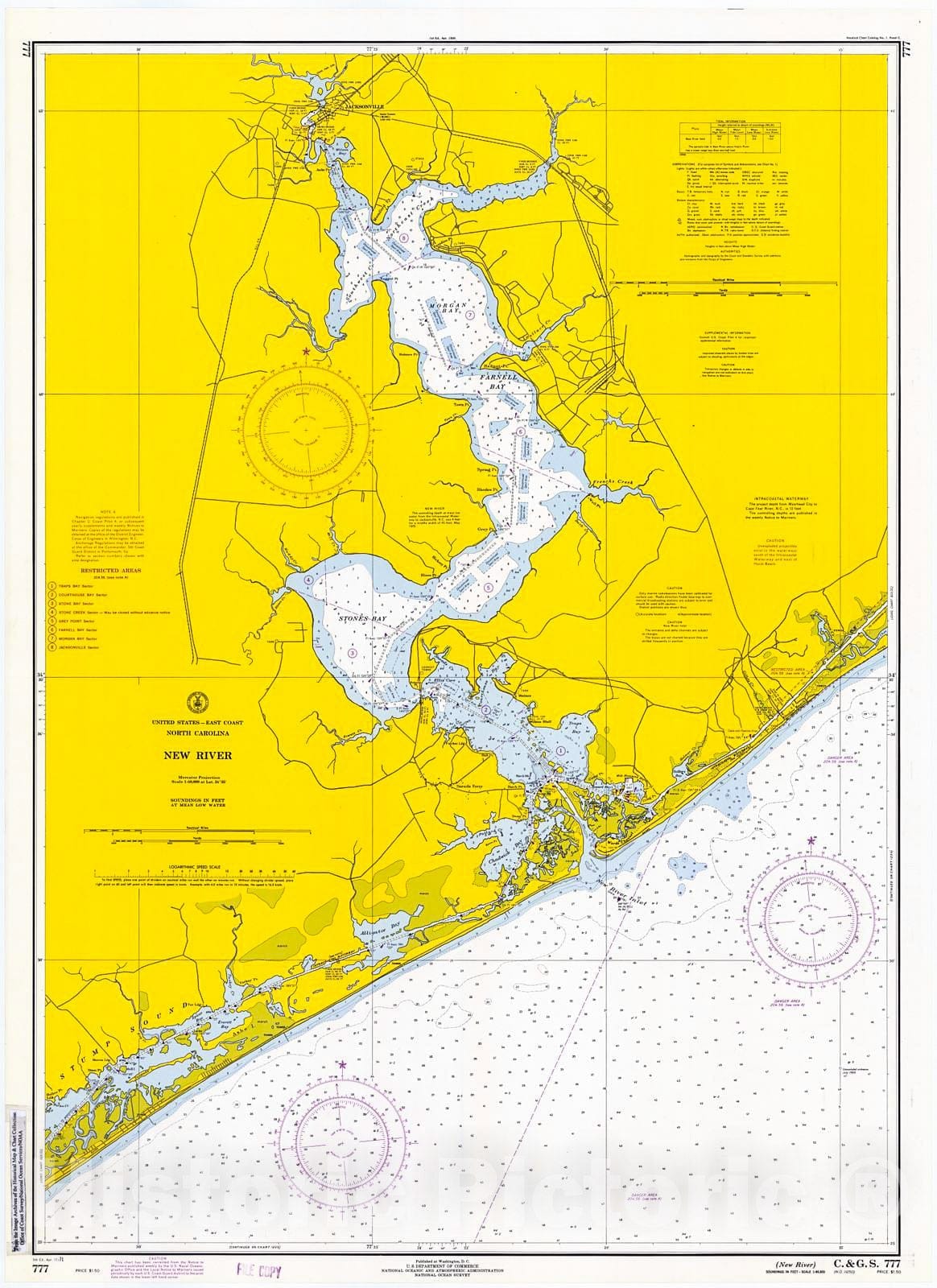 Historic Nautical Map - New River, 1971 NOAA Chart - North Carolina (NC) - Vintage Wall Art