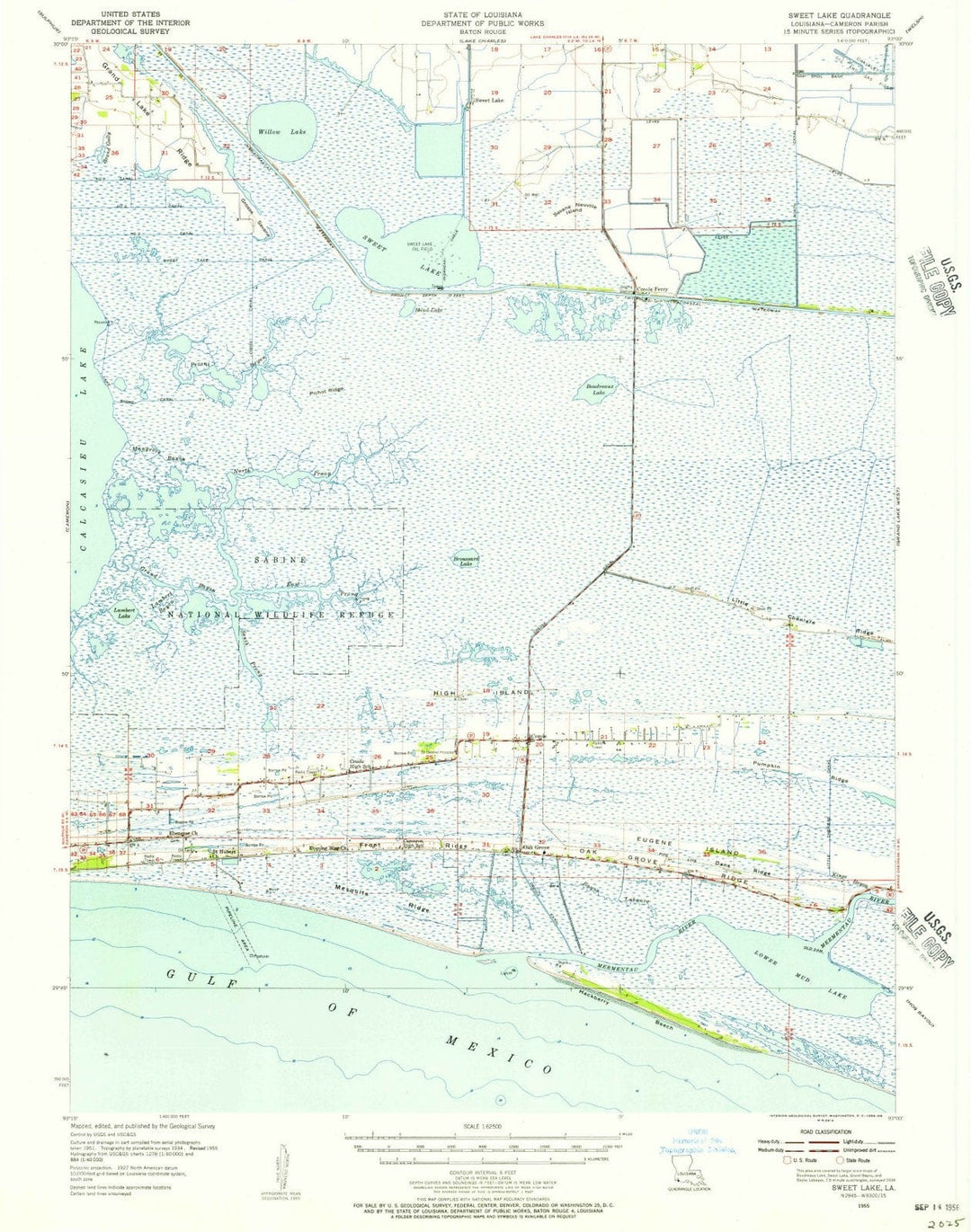 1955 Sweet Lake, LA - Louisiana - USGS Topographic Map