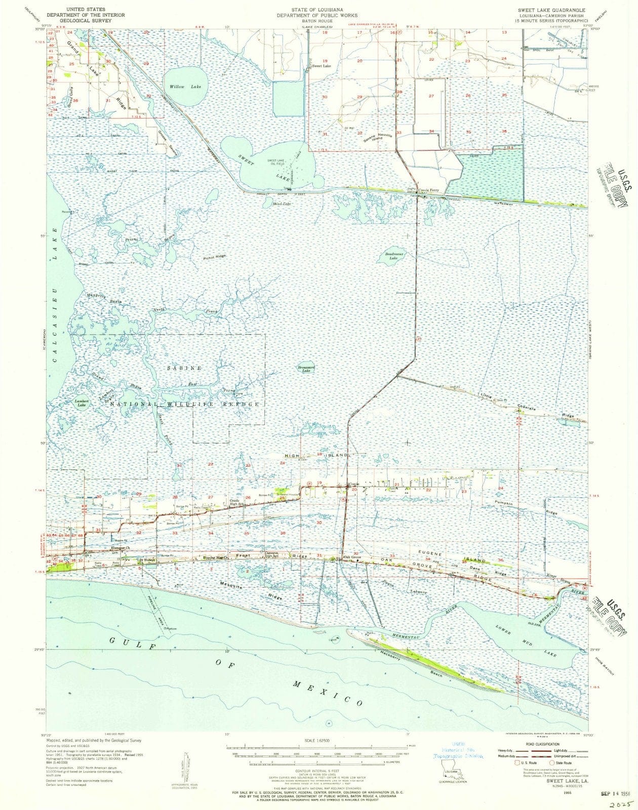 1955 Sweet Lake, LA - Louisiana - USGS Topographic Map