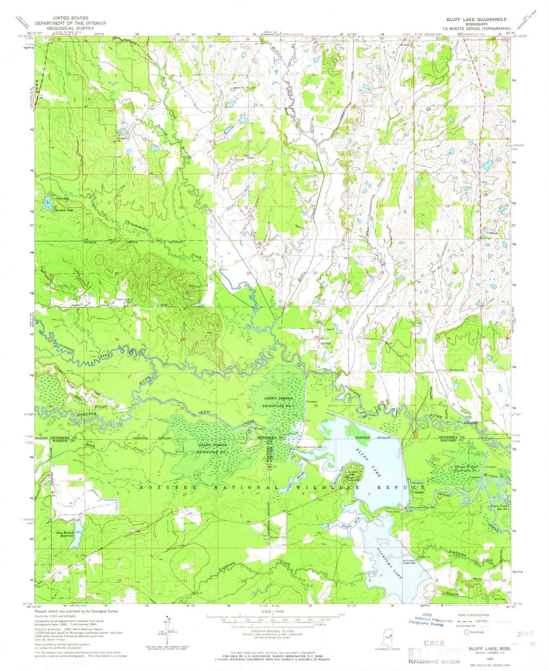 1965 Bluff Lake, MS - Mississippi - USGS Topographic Map