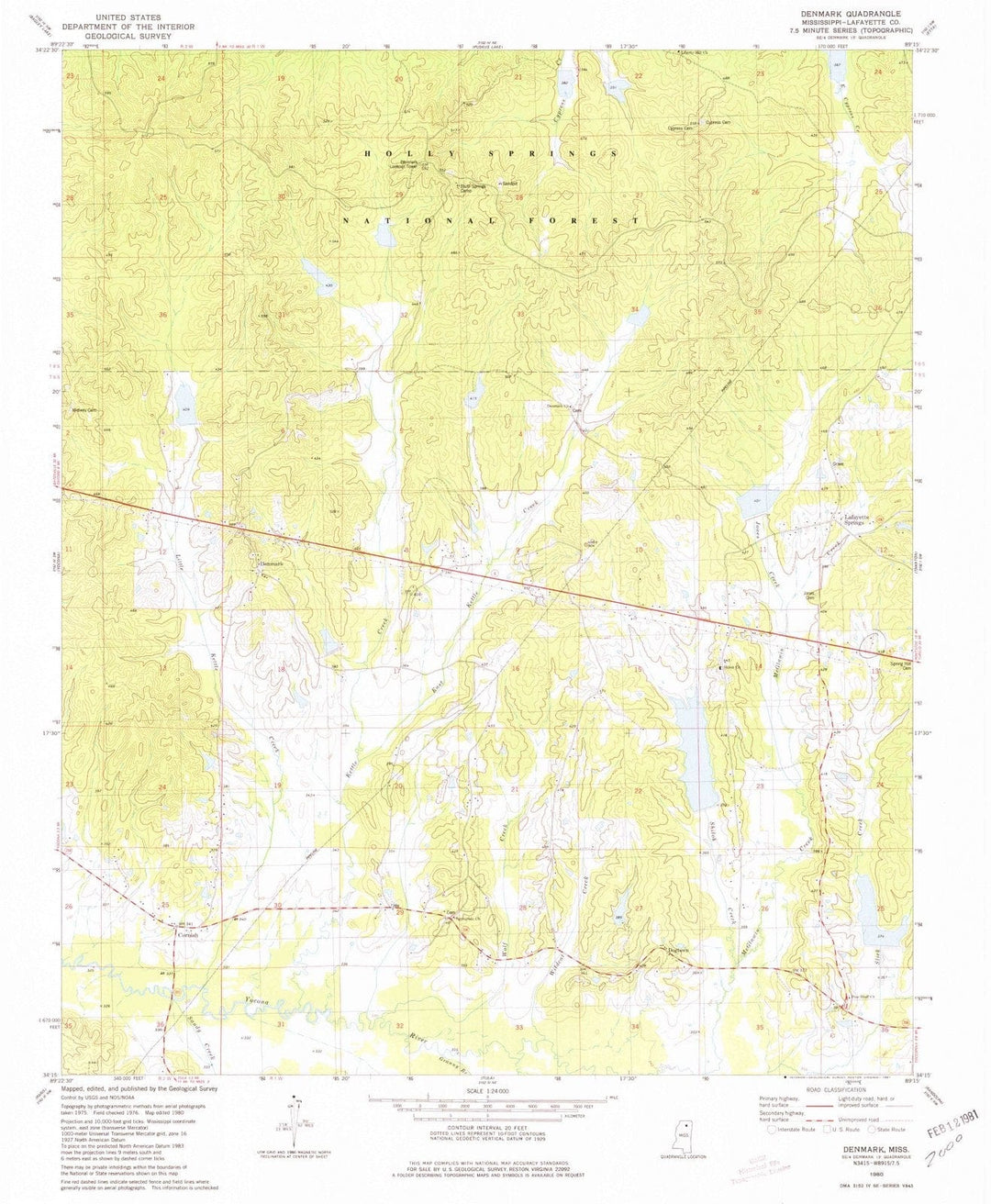 1980 Denmark, MS - Mississippi - USGS Topographic Map